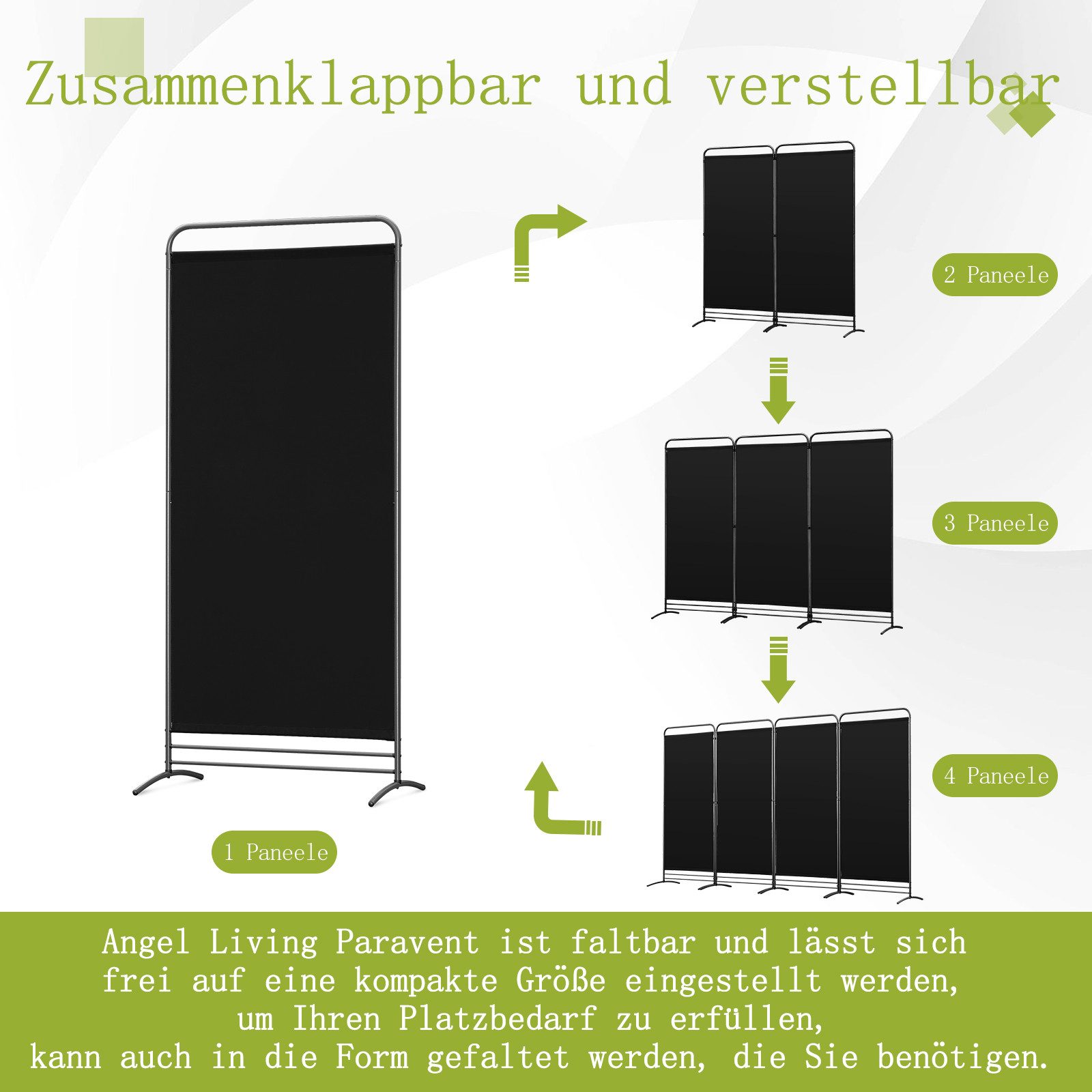 Angel Living Senkrechtmarkise 1-teilig, klappbarer Raumteiler, freistehende Sichtschutzwand (1-St) für Büro, Balkon, Schlafzimmer, Garten, 81 x 180 cm