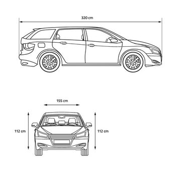 ECD Germany Autoplane Autohagelschutz Abdeckplane Autogarage Vollgarage Autoabdeckung, Grau 320x155x112cm Atmungsaktiv Wasserdicht Staubdicht UV-Schutz