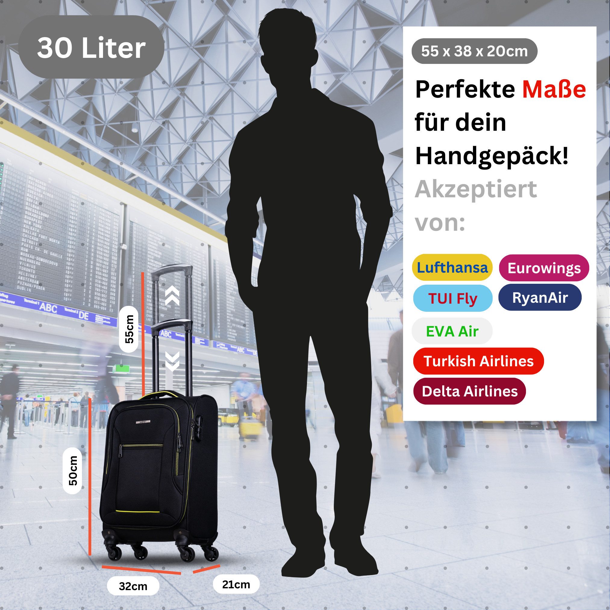 NOWI Trolley Weichschalenkoffer mit Rollen & Zahlenschloss – leicht & robus günstig online kaufen