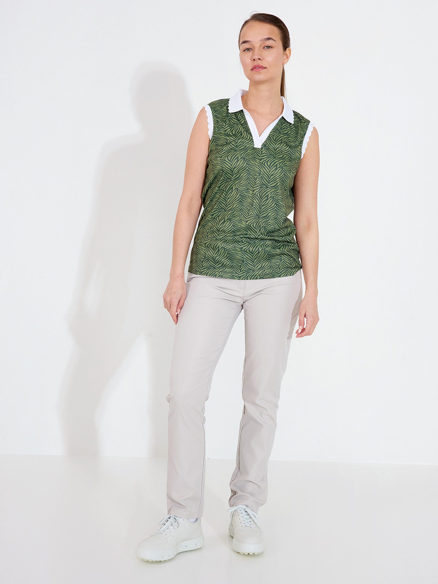 Abacus Sportswear Poloshirt Abacus Golf Polo Victoria Drycool SL Grün-Gemustert Damen