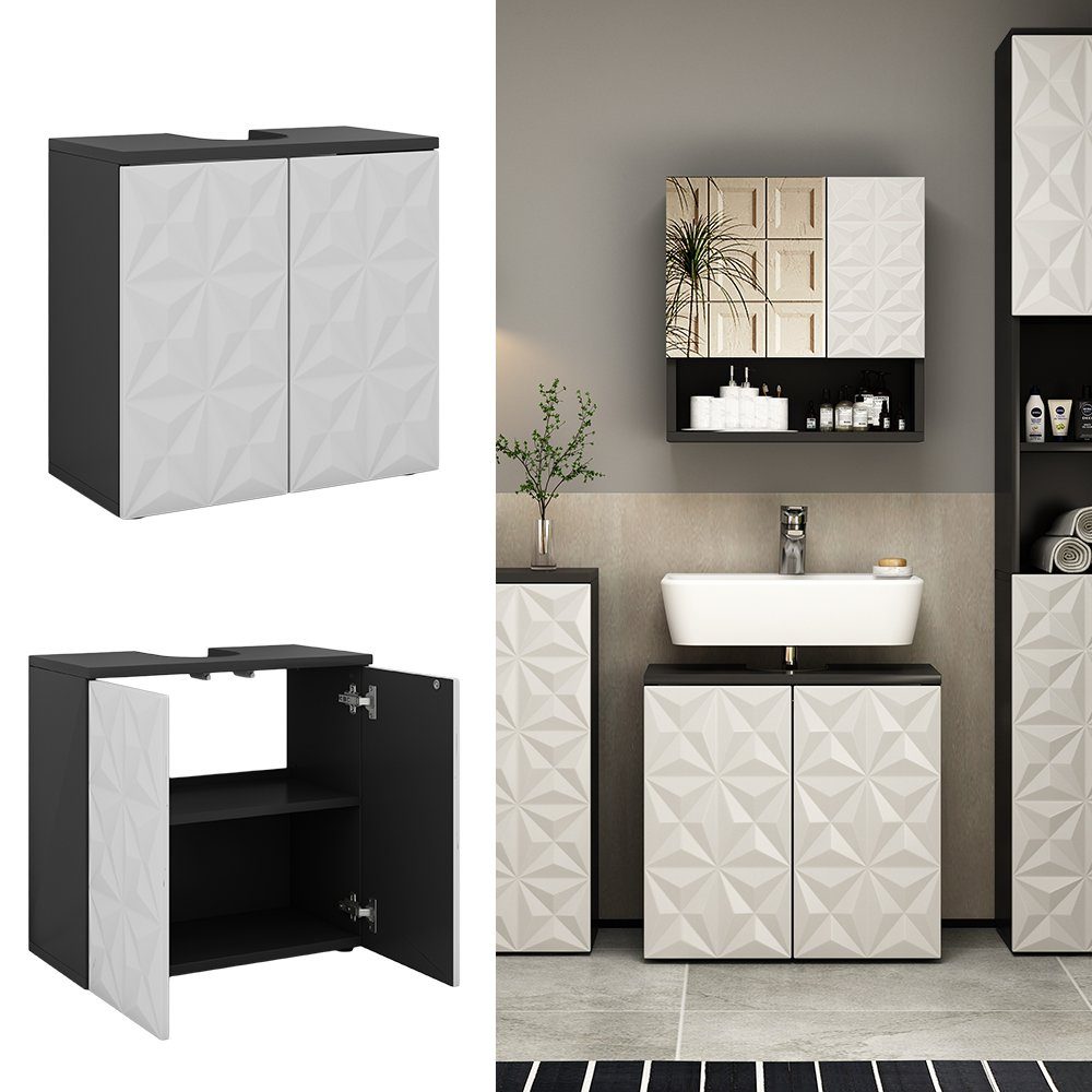 Vicco Waschbeckenunterschrank Edge, Schwarz/Weiß, 60 x günstig online kaufen