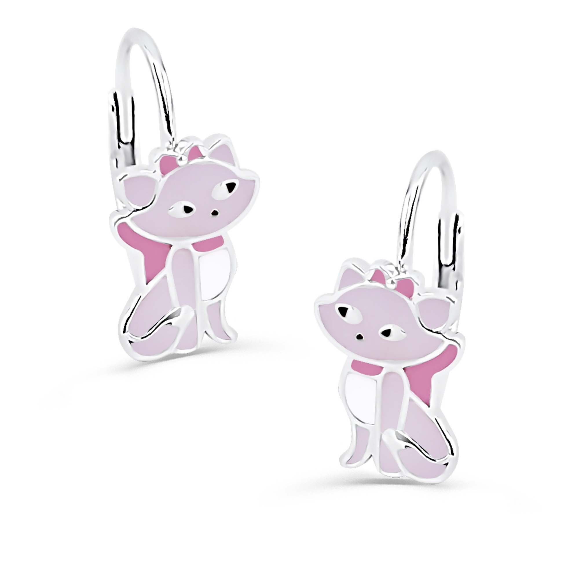 schmuck23 Paar Ohrhänger Kinder Ohrringe Katze 925 Silber Mädchen, Mädchen  Kinderschmuck echte Silberohrringe, Grösse Motiv: 1,0 cm x 1,0 cm