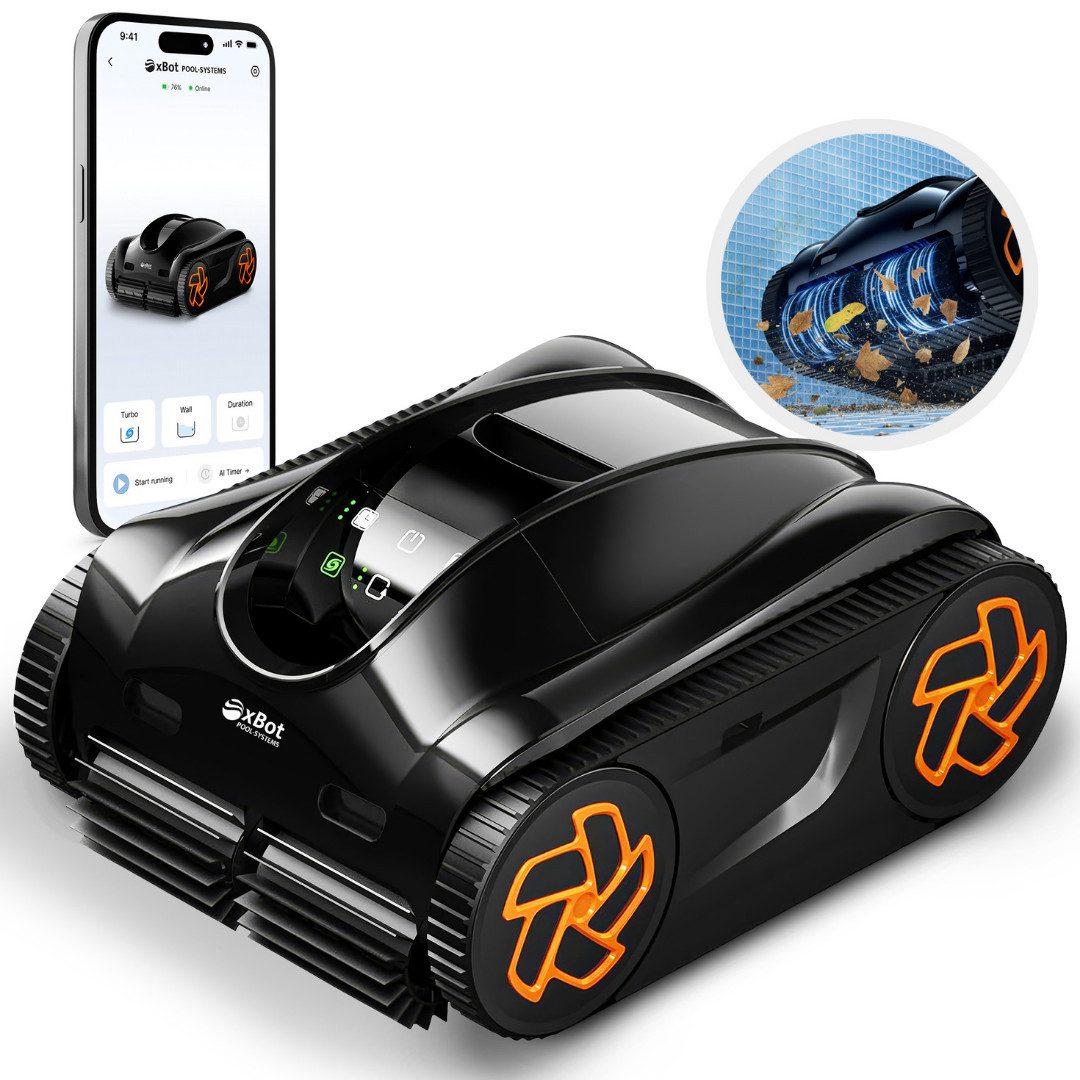 xBot Poolroboter xBot 800, Reinigt Boden, Wand & Wasserlinie, 100 % kabellos