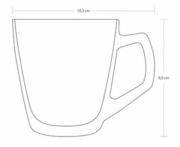 Pasabahce Gläser-Set Safir 2er, Glas, Pasabahce Safir 55713 Becher mit Quarzgriff Teeglas Set 2 Teilig