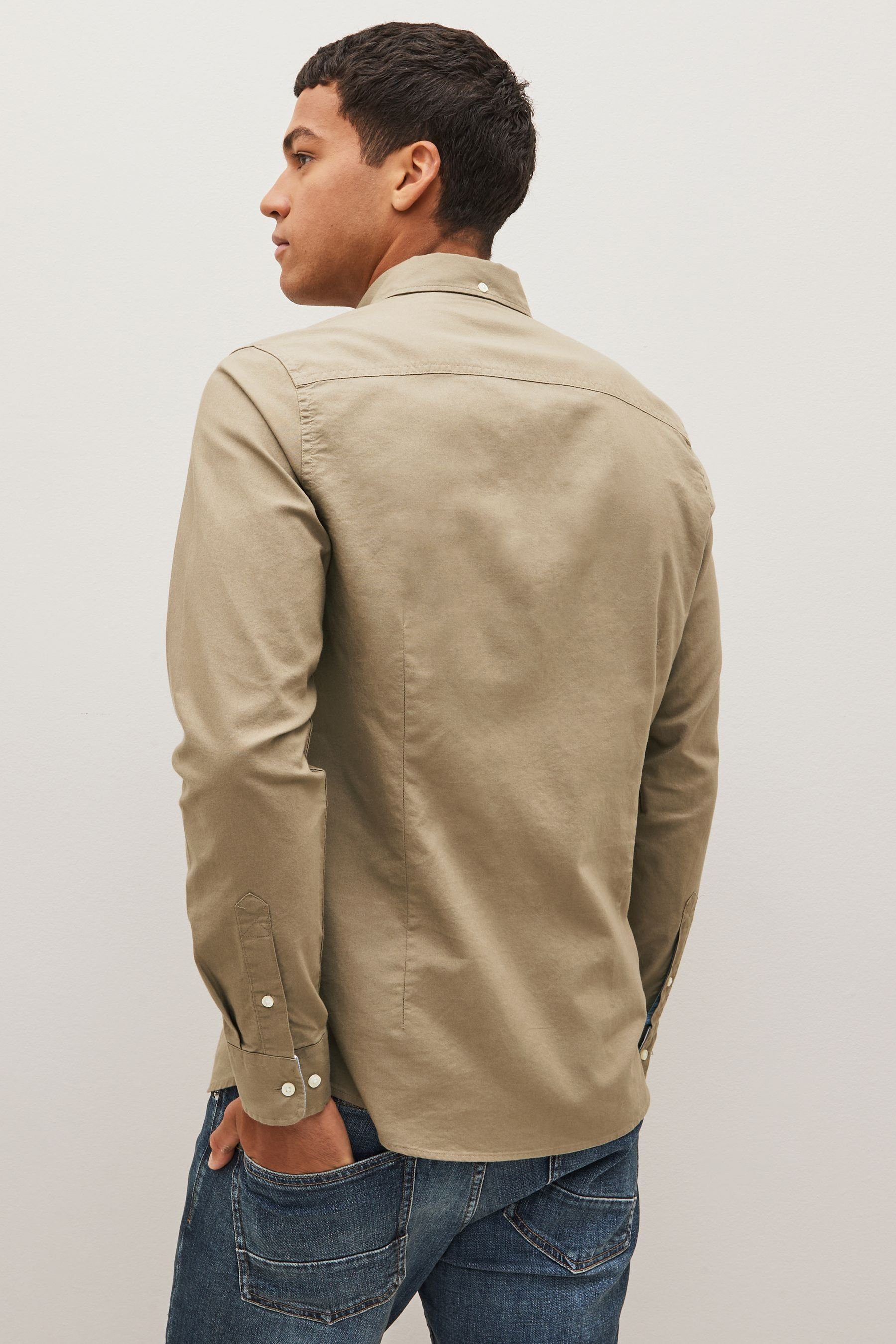 Next Langarmhemd Langärmeliges Slim Fit Oxfordhemd (1-tlg) günstig online kaufen