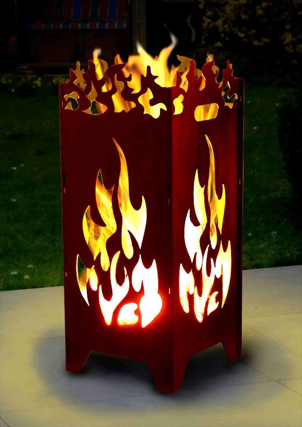 Moritz Feuerkorb »Feuerkorb Flames 35x35x85 cm«, (Packung, 2mm Stahl