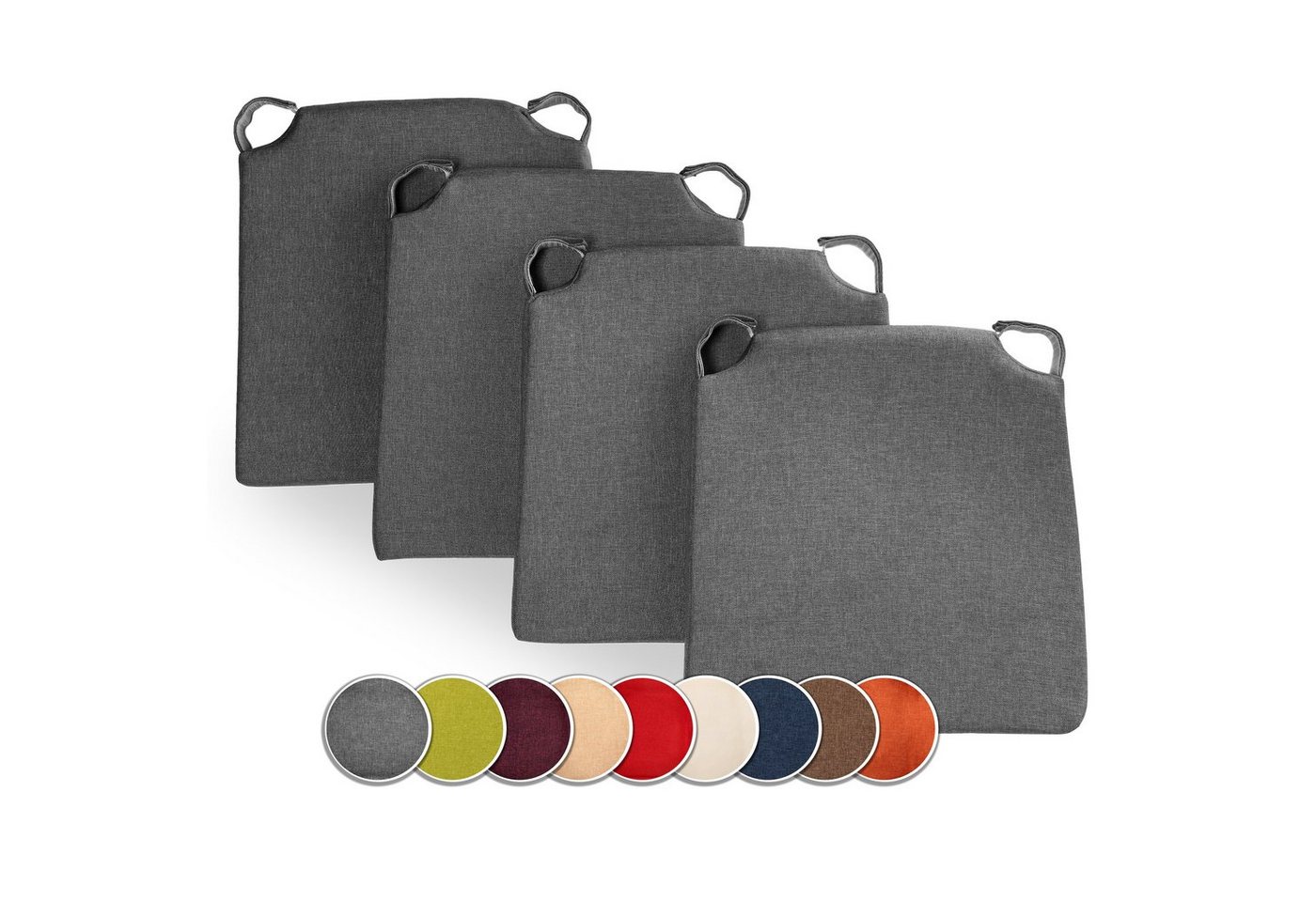 sunnypillow Stuhlkissen 4er Set Kissen Maße: 42 (vorne), 35 (hinten) x 40 x 5 cm