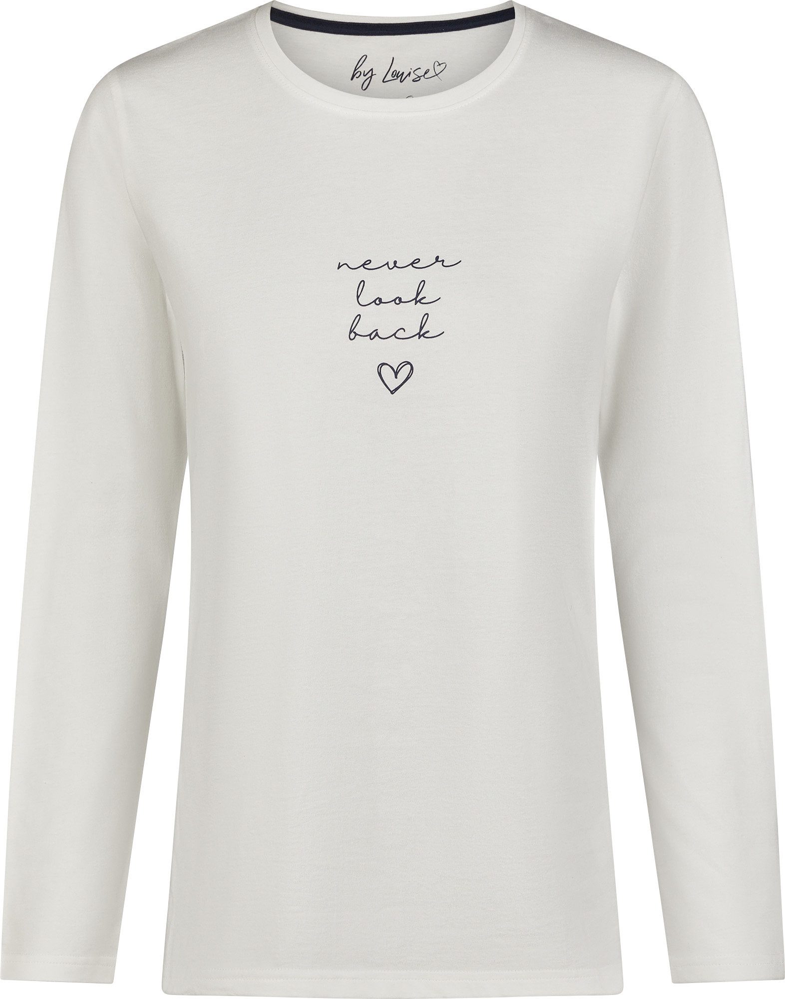 By Louise Pyjamaoberteil Damen-Langarmshirt "Never look back" Single-Jersey Uni