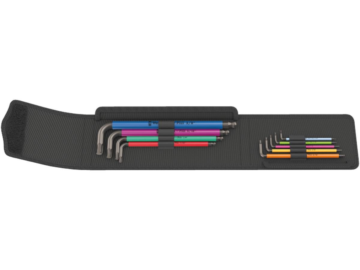Wera Winkelschlüssel 950/9 Hex-Plus Multicolour Imperial 1 (Set), in robuster Tasche, abriebfeste Griffkennzeichnung
