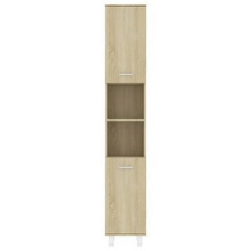 vidaXL Badezimmer-Set Badezimmerschrank Sonoma-Eiche 30x30x179 cm Holzwerkstoff, (1-St)