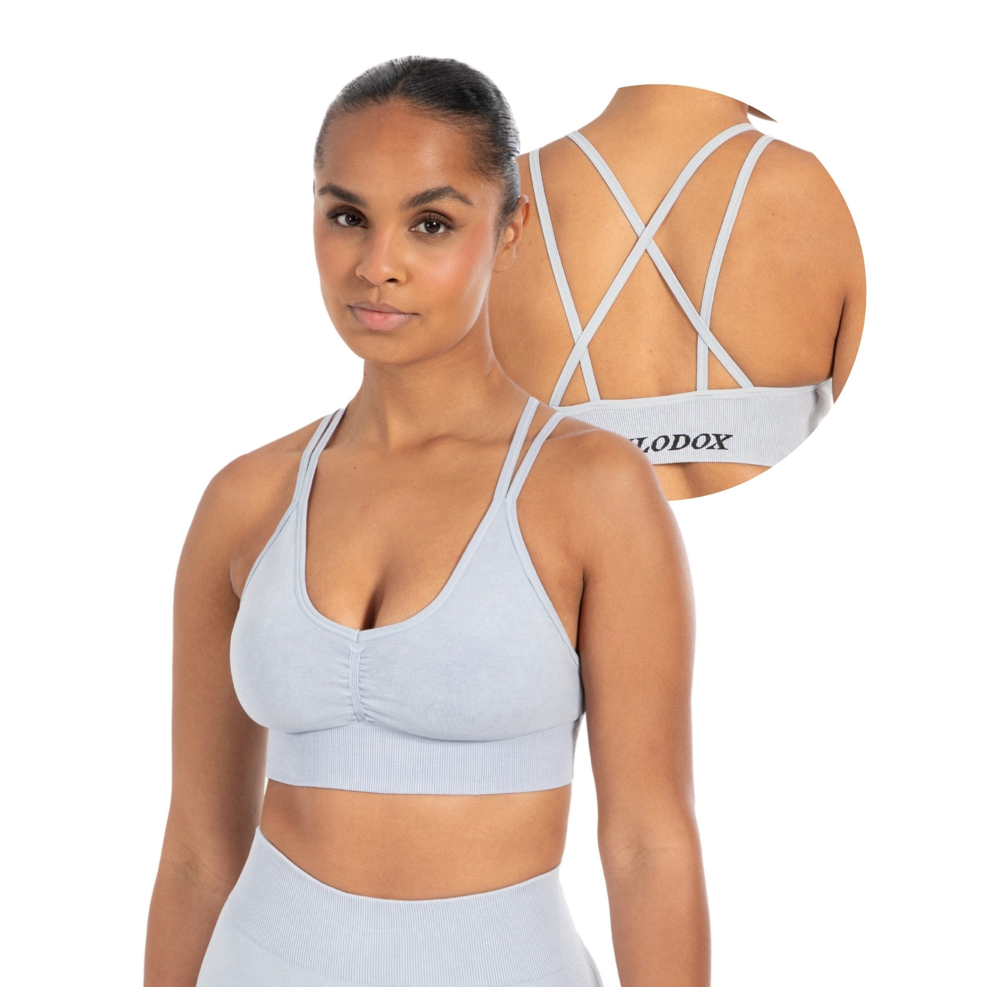 Smilodox Sport-BH Batik Acid Cross, Sport Bra mit V-Ausschnitt, Fester Halt Seamless Crop Top ohne Bügel Atmungsaktiv Bustier Sport Yoga Bra