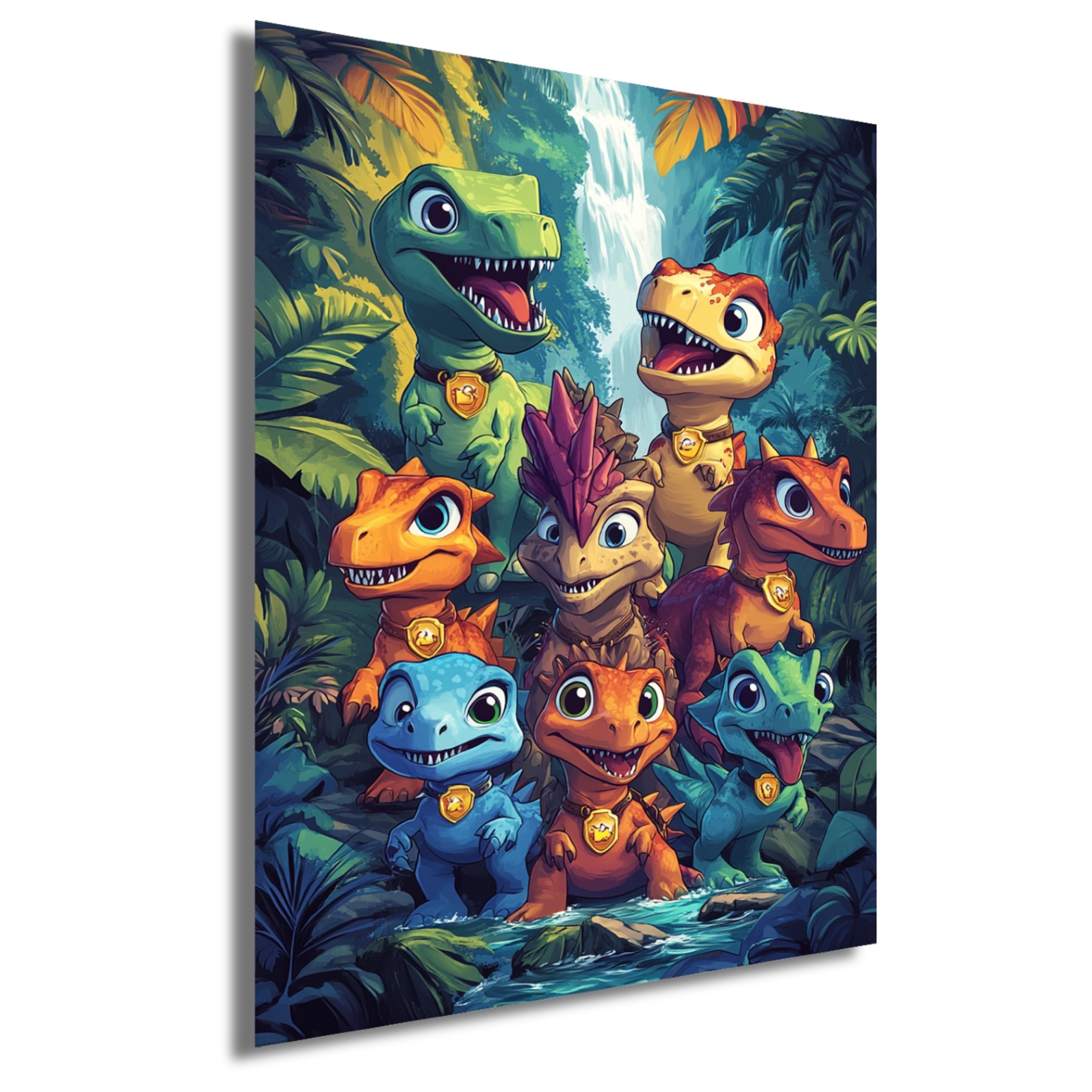 DARO Design Leinwandbild Modern Abstrakt Wandbilder XXL Wandbild Wand Deko Leinwand Bilder, (Dinofamilie - Bild groß Wohnzimmer Schlafzimmer Küche Esszimmer Einteilig Querformat Fotodruck Leinwände Wanddeko Abstrakte Kunst Boho), 30x20cm