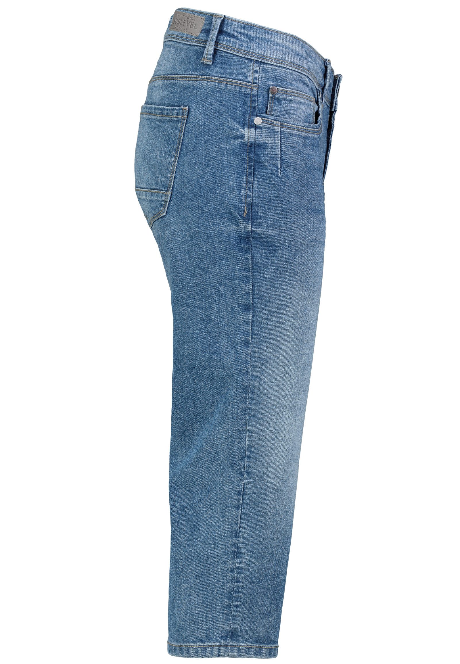 SUBLEVEL Jeansshorts Mid Waist Kurze Jeans Eingriffstaschen Denim Capri Sho günstig online kaufen