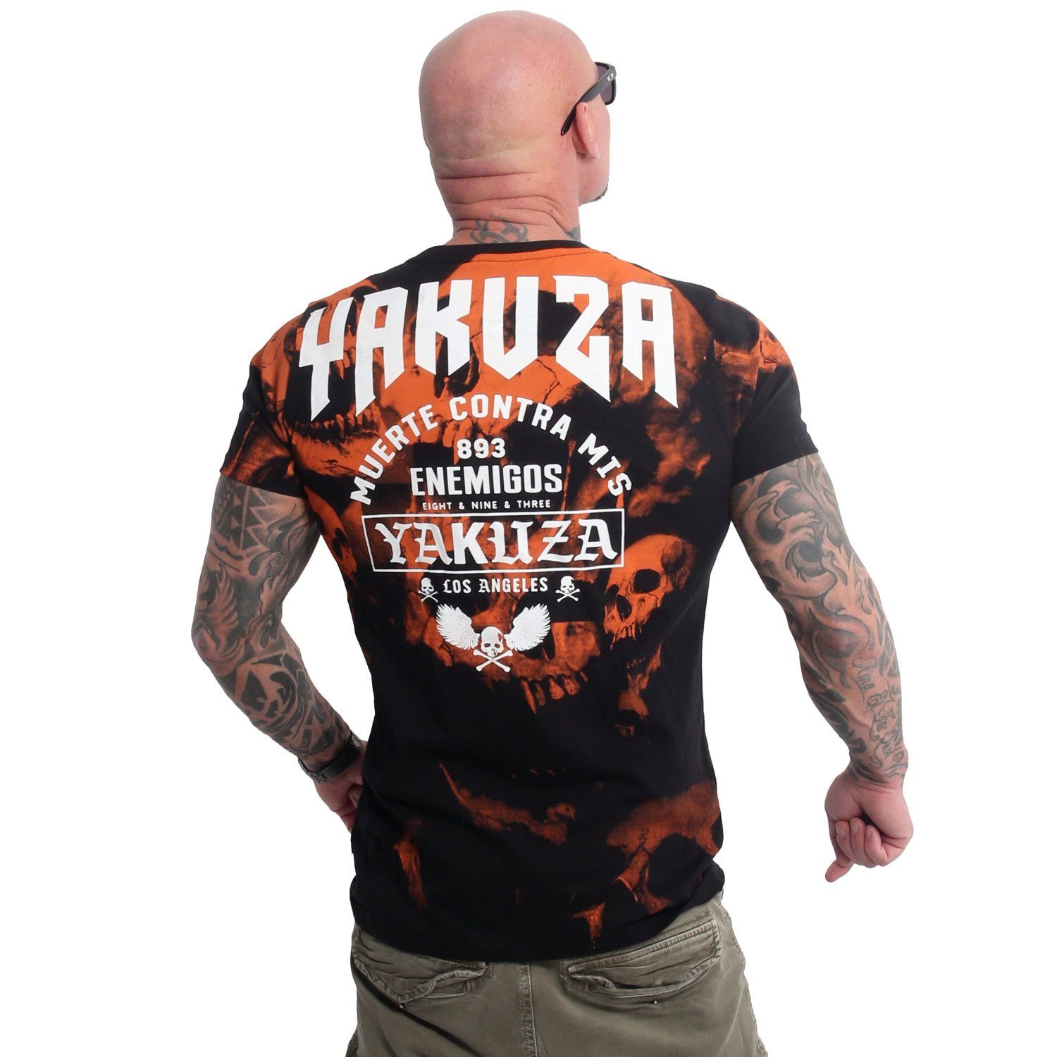 YAKUZA T-Shirt Muerte Skull schwarz/orange V02