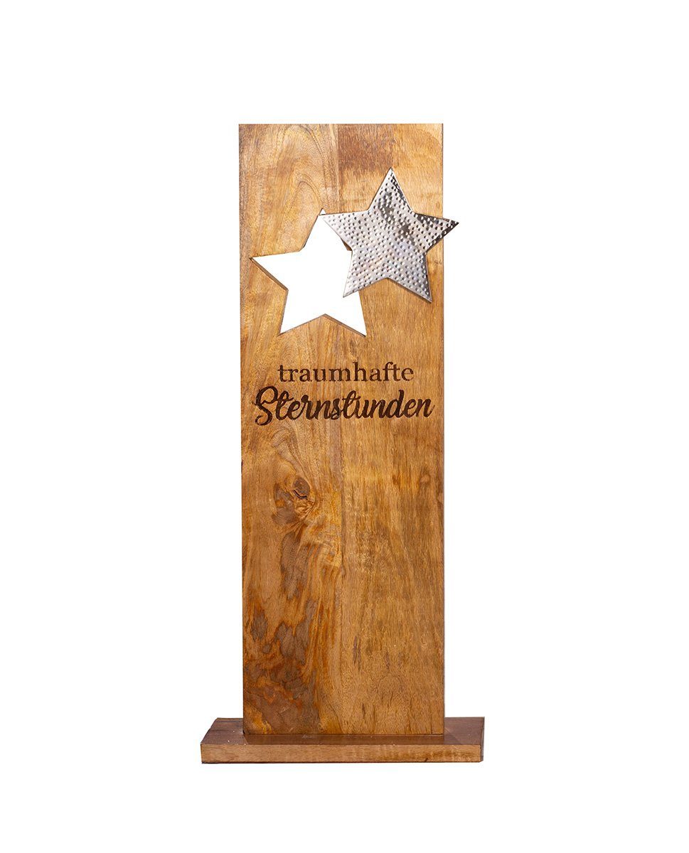 GILDE Dekofigur GILDE Standrelief Stern - naturfarben - H. 87cm x B. 37cm | Dekofiguren