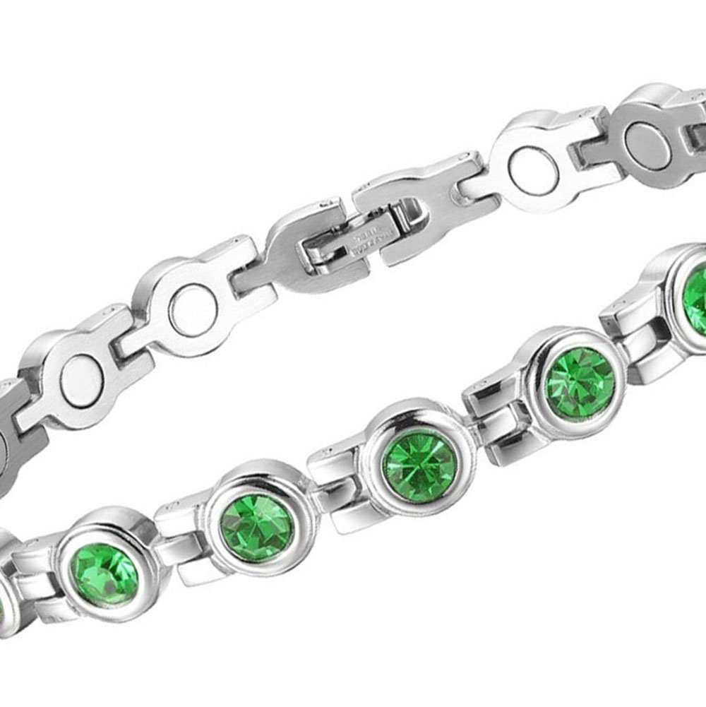 Haiaveng Gliederarmband Magnetarmband für grün (Anschnallen), Damen Herren Frauen Armreif Magnetisches für Geburtstag Geschenk Armband Titan Schmuck Damen Titanstahl