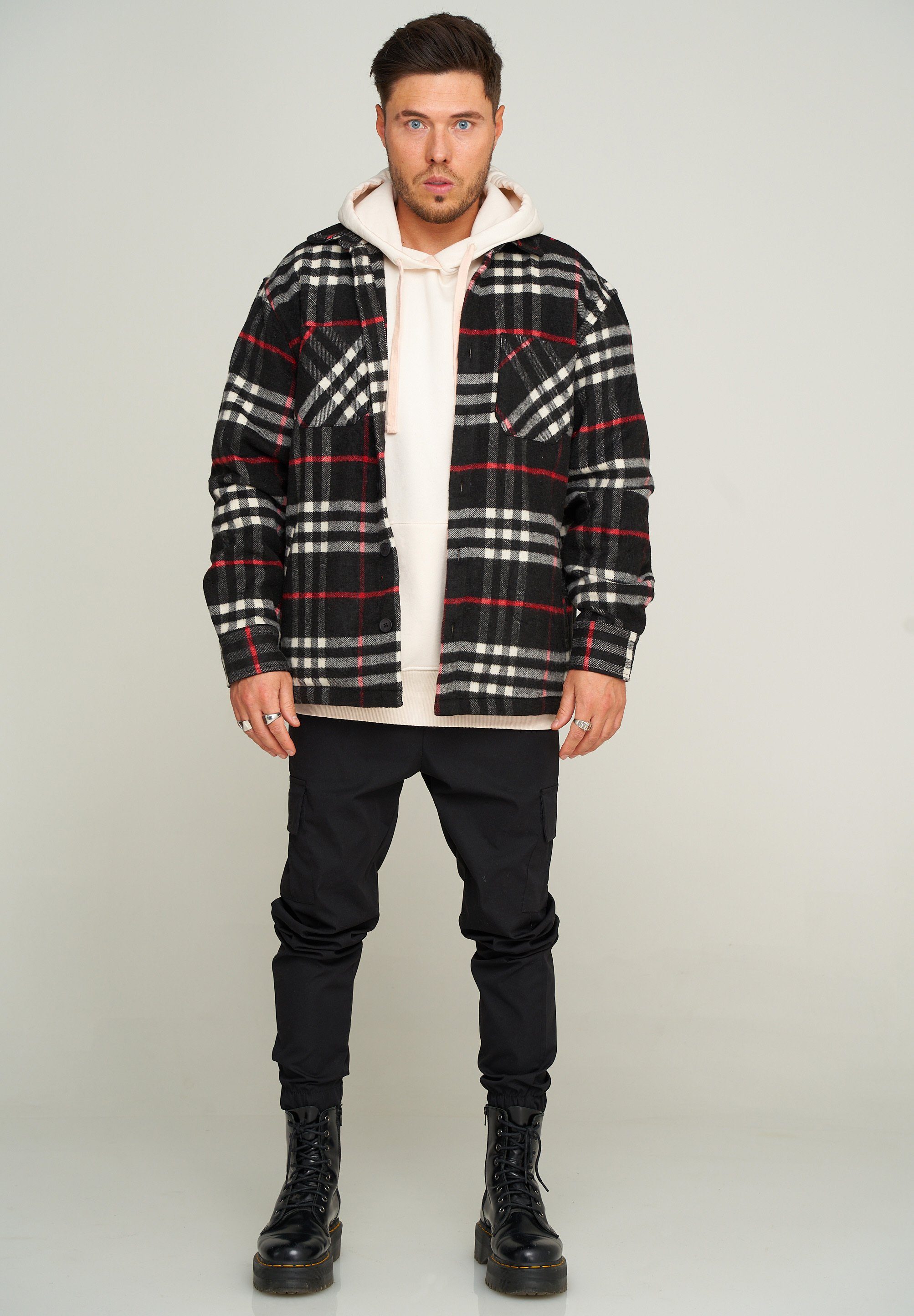 Premium Black-Red 2Y Flanellhemd 2YOTTAWA Flanell Oversized