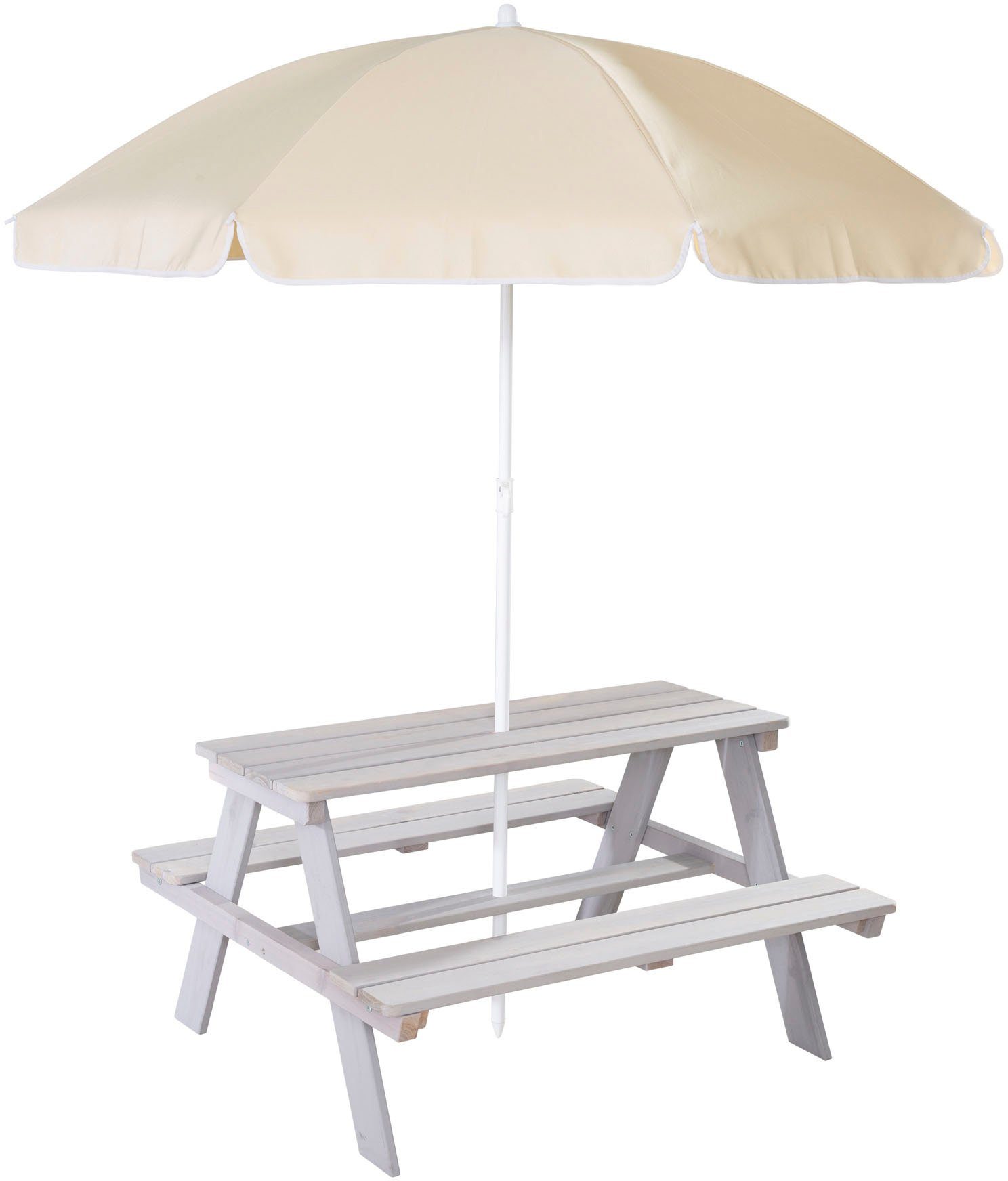 roba® Garten-Kindersitzgruppe Picknick for 4 Outdoor +, (Set, 2-tlg), grau, mit Sonnenschirm
