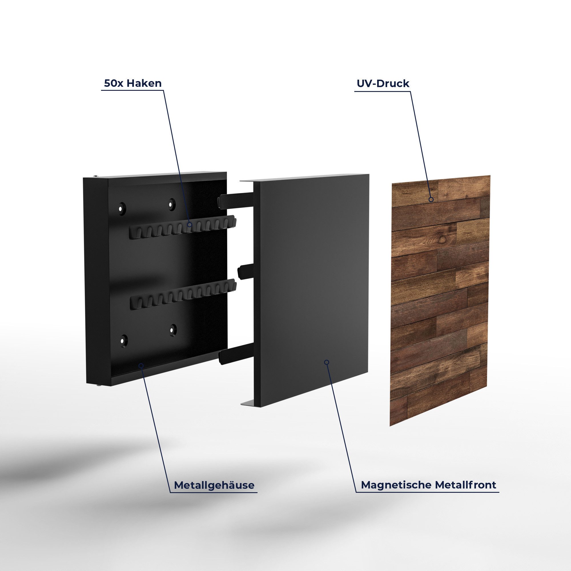 DEQORI Schlüsselkasten 'Blick auf Holzboden', Schlüsselbox modern Schlüsselschrank magnetisch Schlüssel Kasten Box