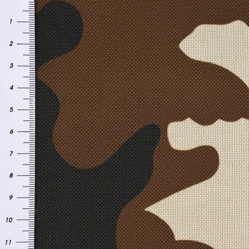 SCHÖNER LEBEN. Stoff Polyester Stoff Meterware PVC Coating wasserabweisend Camouflage braun, abwaschbar