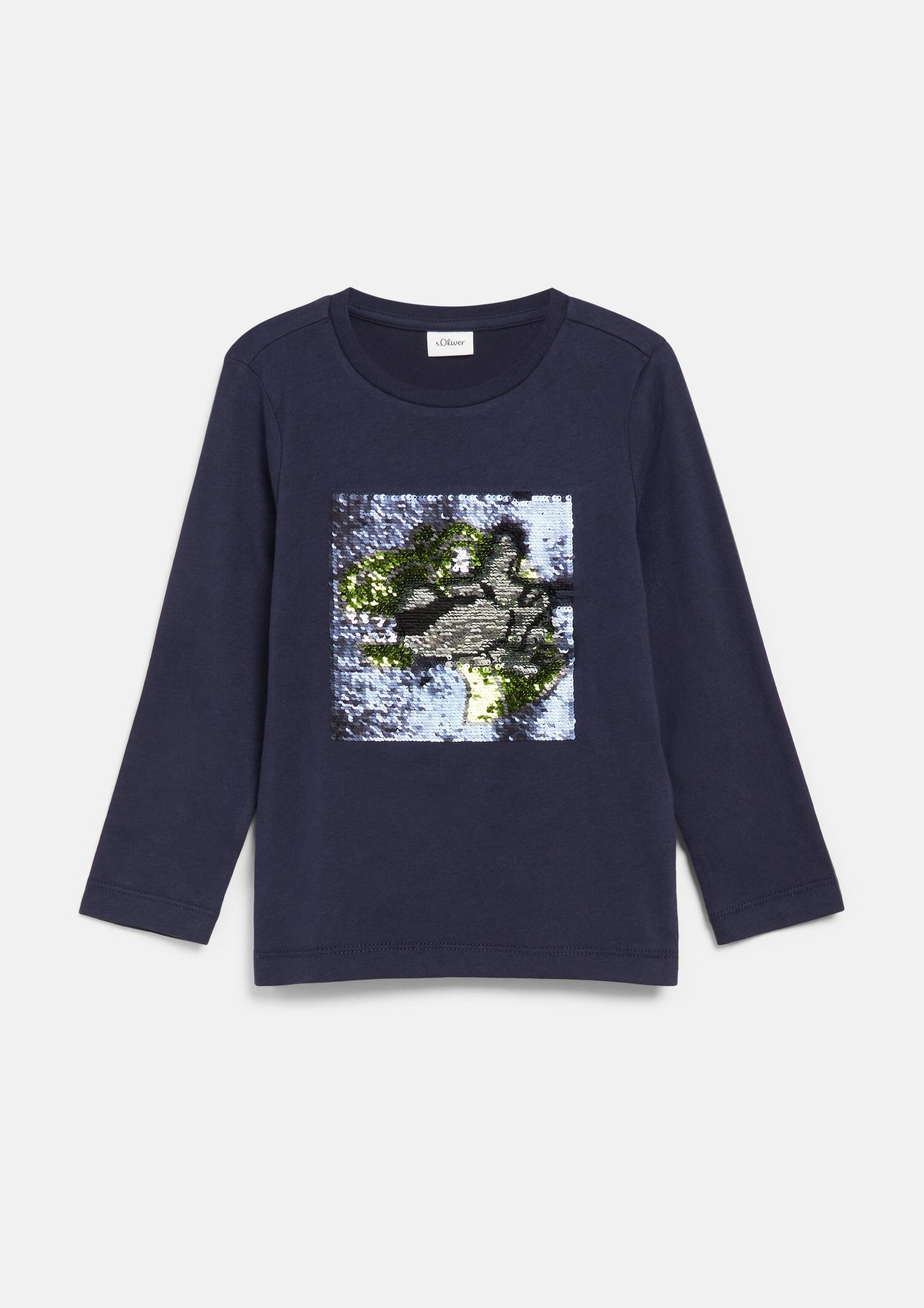 s.Oliver Langarmshirt T-Shirt Langarmshirt mit Wendepailletten
