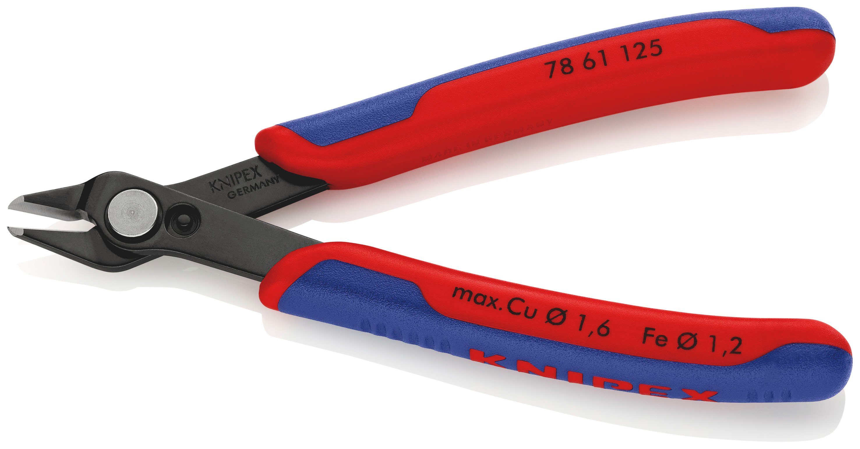 brüniert, 78 Knipex Seitenschneider Knips®, mit mm Electronic 125 Super 61 Mehrkomponenten-Hüllen 125 1-tlg.,