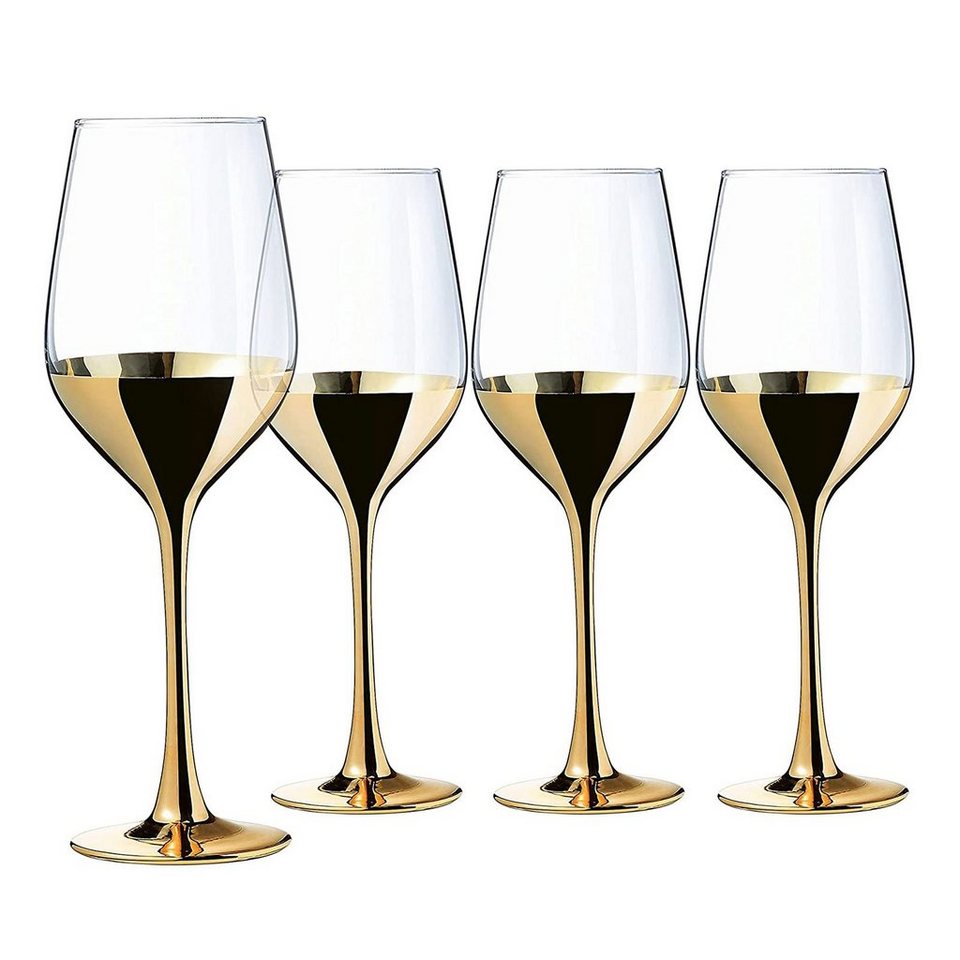CreaTable Tasse GOLDEN DAYS, Weinglas 4 teilig, Glas, passend zum  Themenkreis \