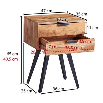 KADIMA DESIGN Nachttisch Industrielle Nachtkonsole Boxspring, Handmade Unikat, Braun Grau