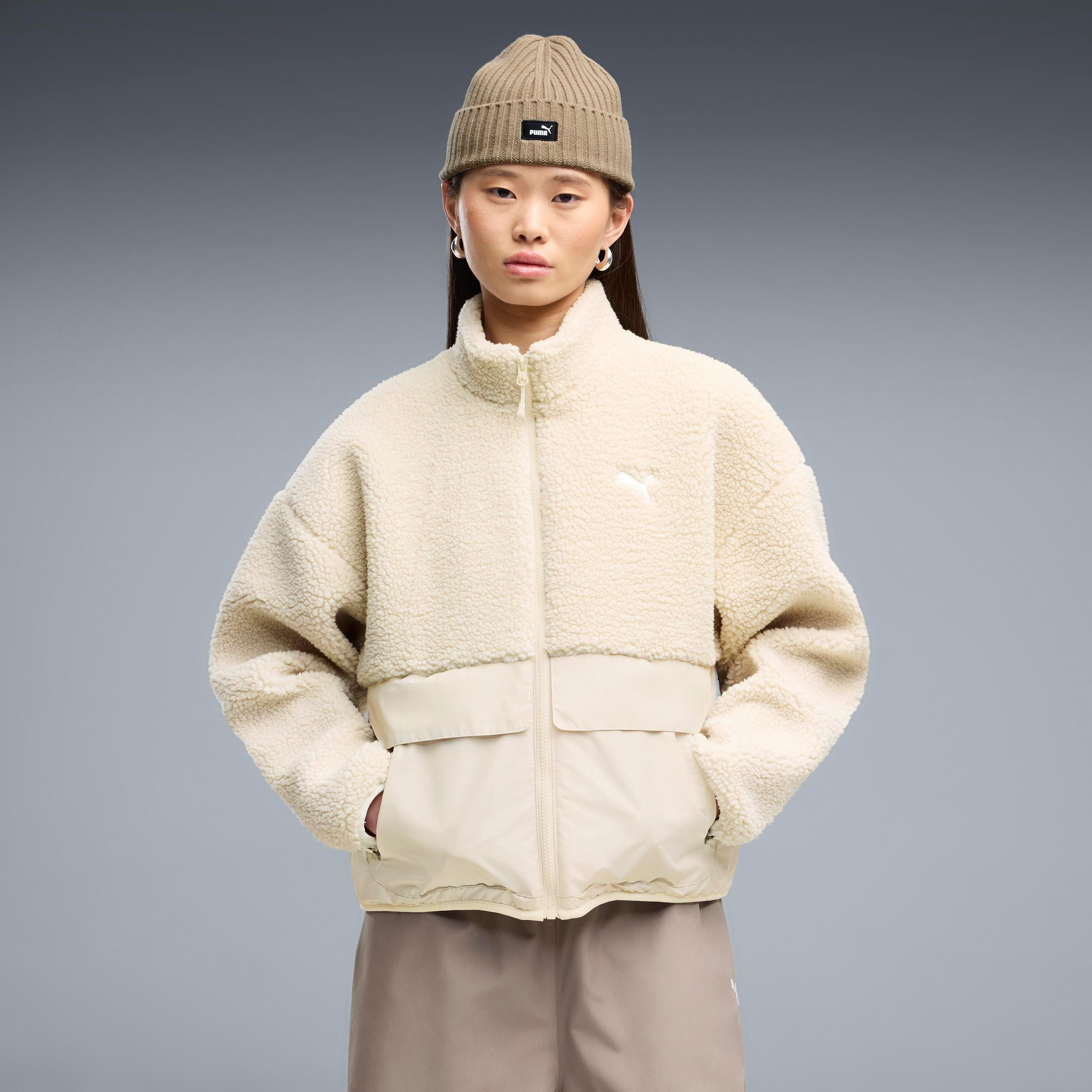 PUMA Wendejacke REFIBRE SHERPA JACKET W sportlicher Stil, mit Reißverschluss, mit Cargotasche, aus Rippware