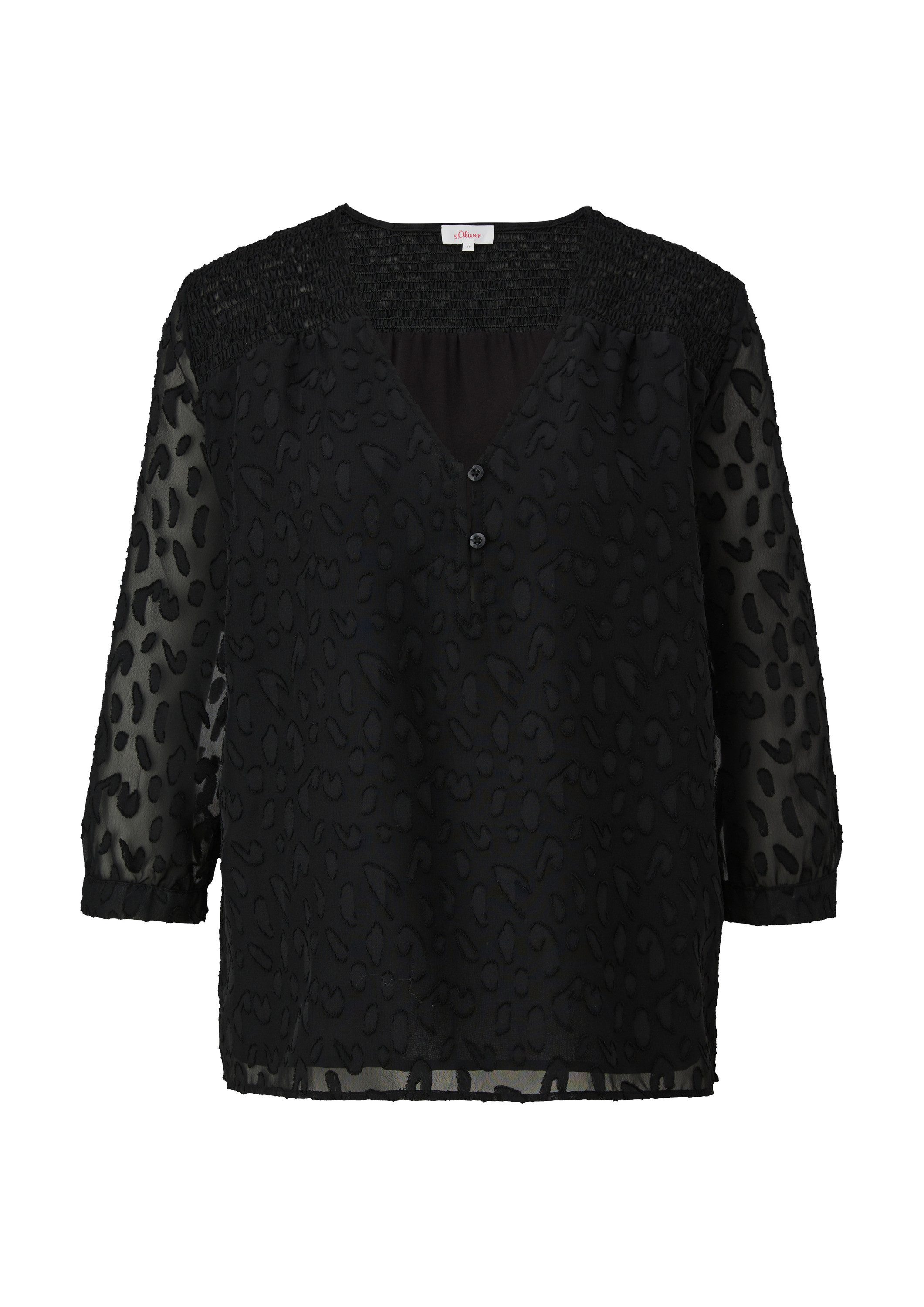 s.Oliver Kurzarmbluse Bluse Chiffonbluse mit Smok-Detail günstig online kaufen