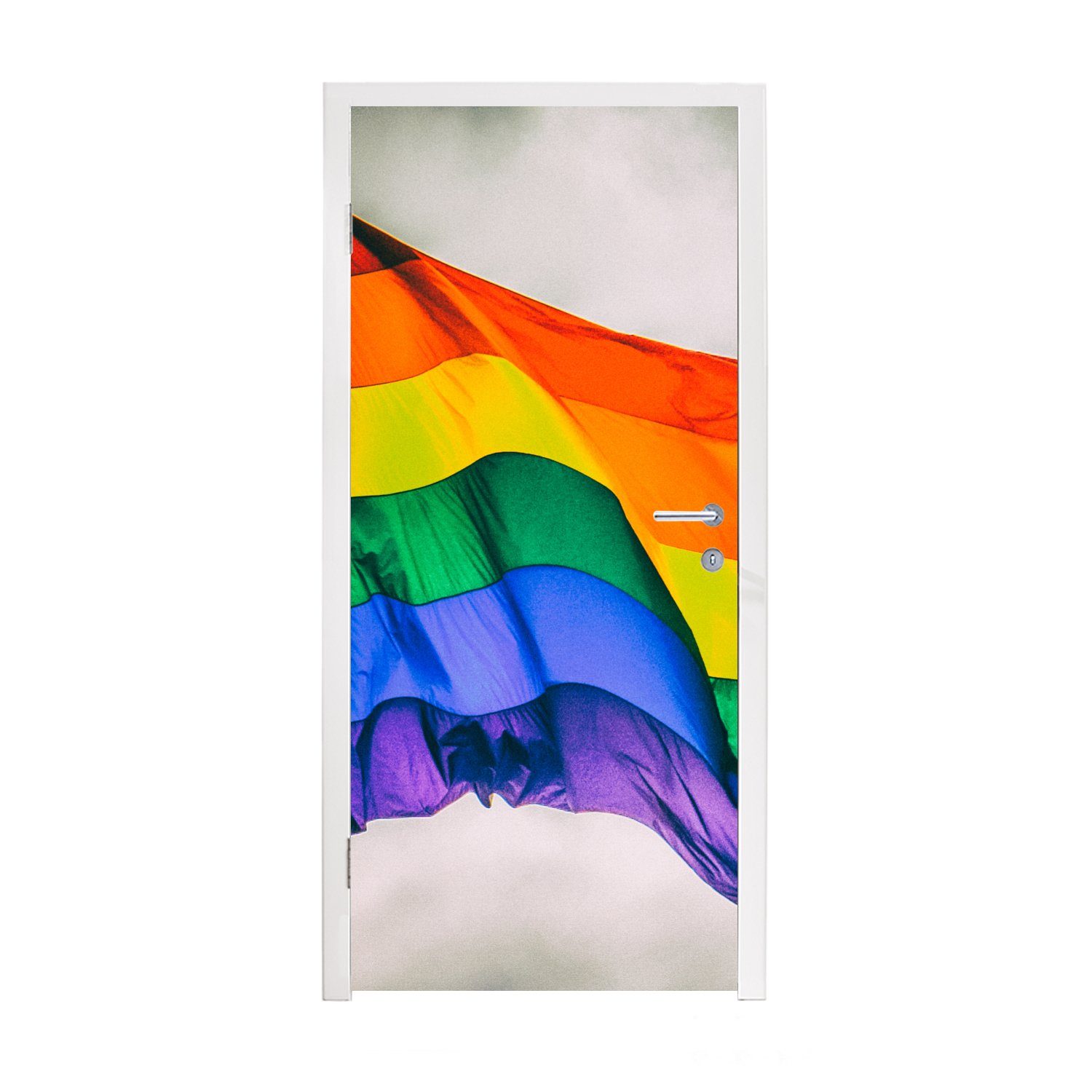 MuchoWow Türtapete Foto einer Regenbogenflagge, Matt, bedruckt, (1 St), Fototapete für Tür, Türaufkleber, 75x205 cm
