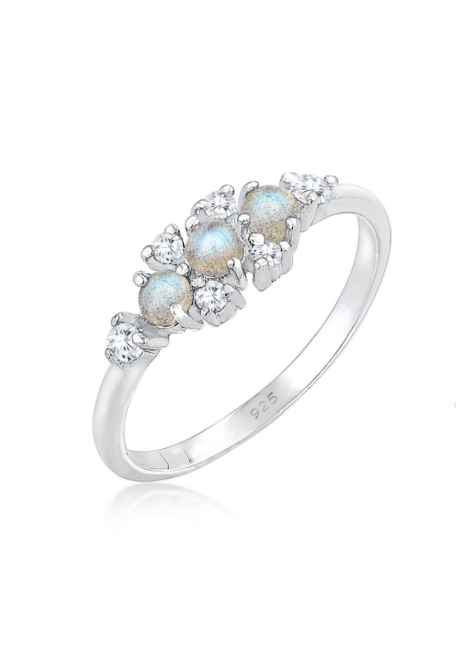 Verlobungsring Labradorit Grau 925 Sterling Silber