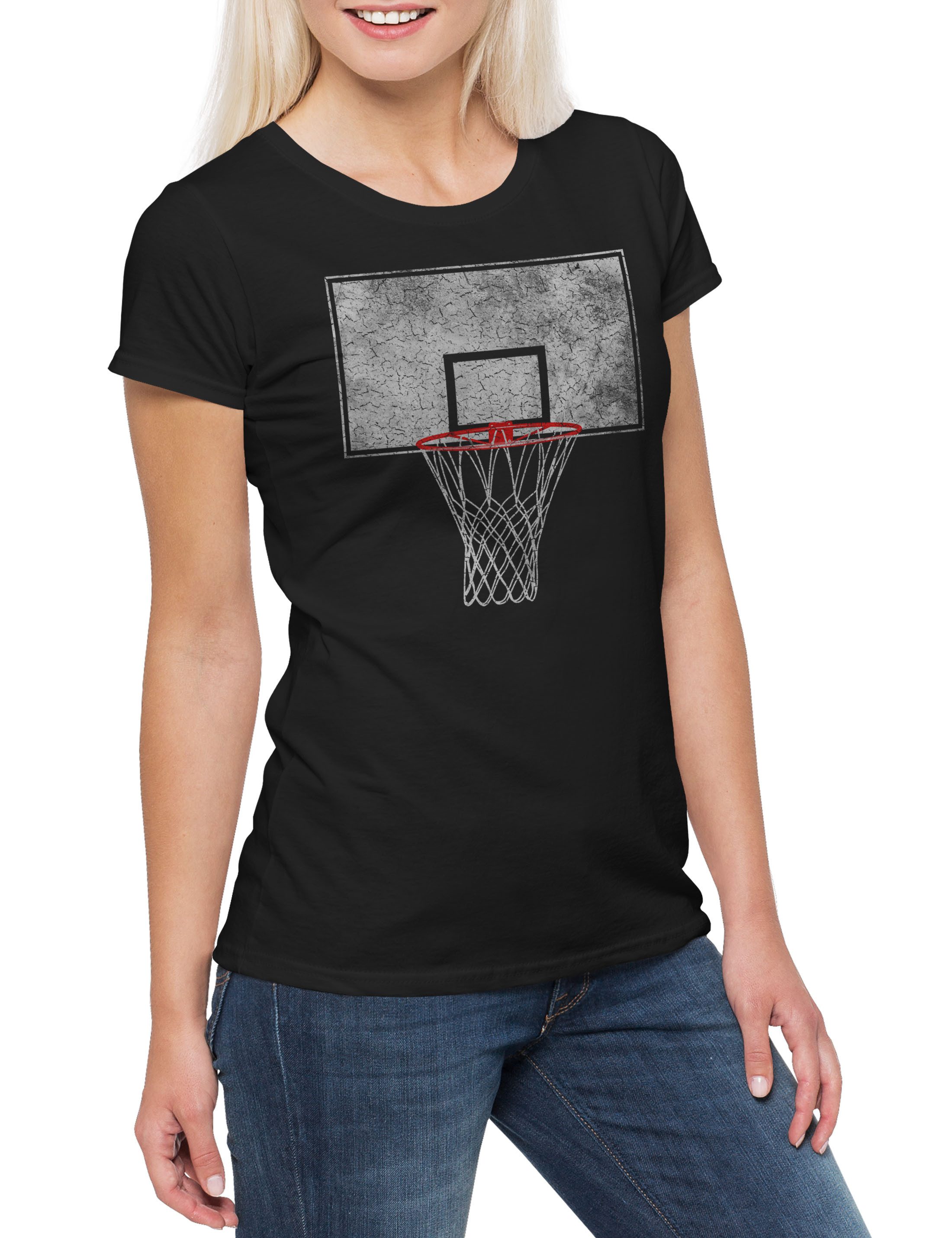 Urban Backwoods Print-Shirt Basketball Backboard Damen T-Shirt Court Streetballcourt Streetball (1-tlg) Korb Dunk Air Player
