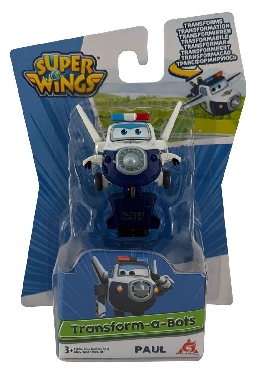 Super Wings Spielfigur Super Wings, Mini Paul, Polizei-Flugzeug, Transform-a-Bots–2-in-1 Robo