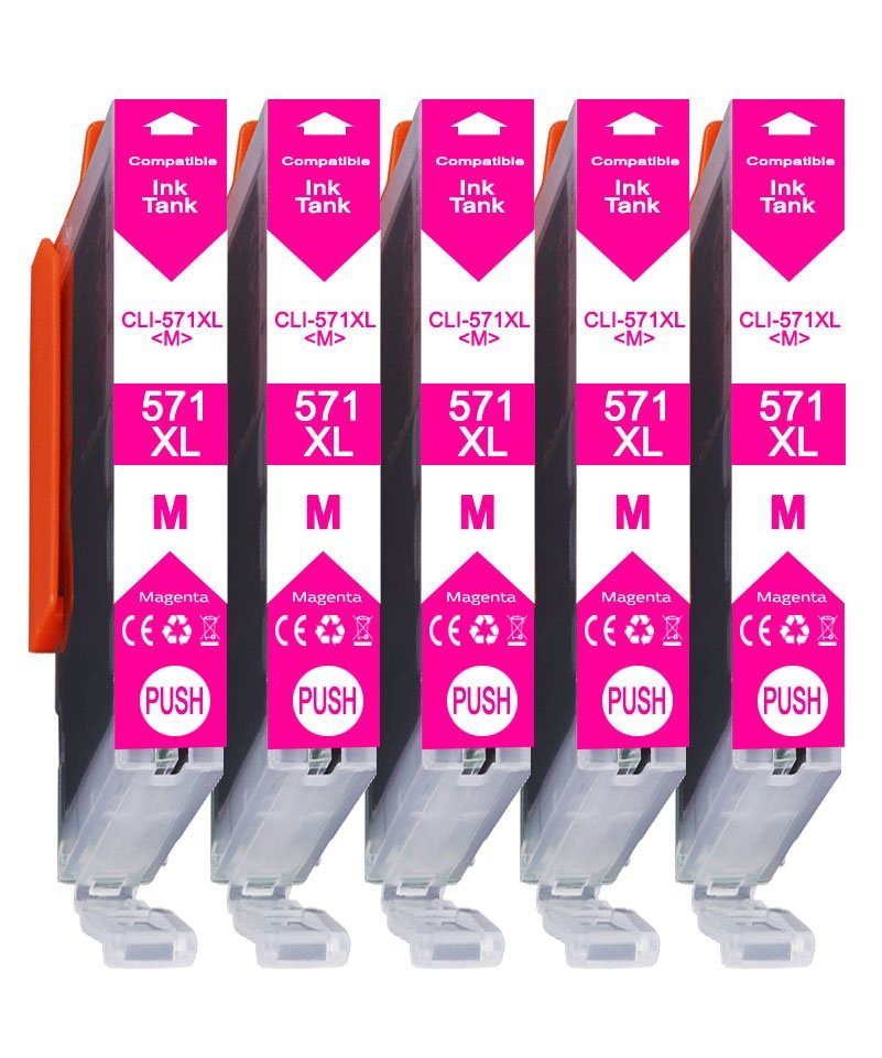 Druckerparadies 5er Multipack für Canon CLI-571M (XL) Tintenpatronen Set Tintenpatrone (5-tlg., für Canon MG5750 MG6850 MG7750 TS5050 TS6050 TS8050 TS9050 TS9055)