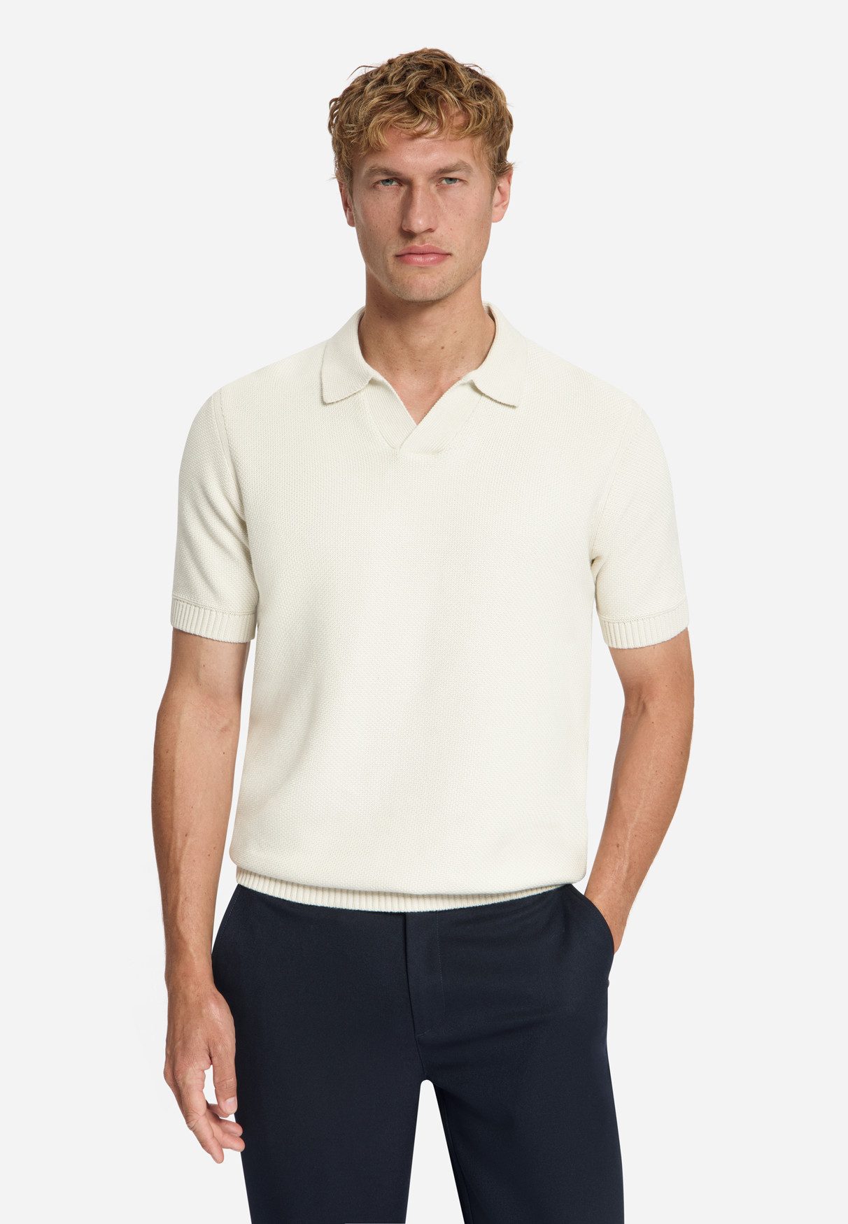 NO EXCESS Poloshirt Pullover Short Sleeve V-Polo