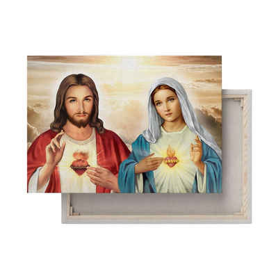 Luda Studio Leinwandbild, Leinwandgemälde Herz von Jesus Herz von Maria