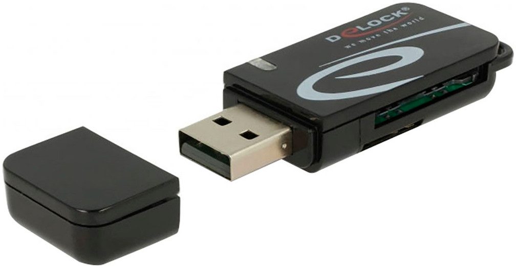 Delock RFID-Kartenleser Mini USB 2.0 Card Reader mit SD und Micro SD Slot