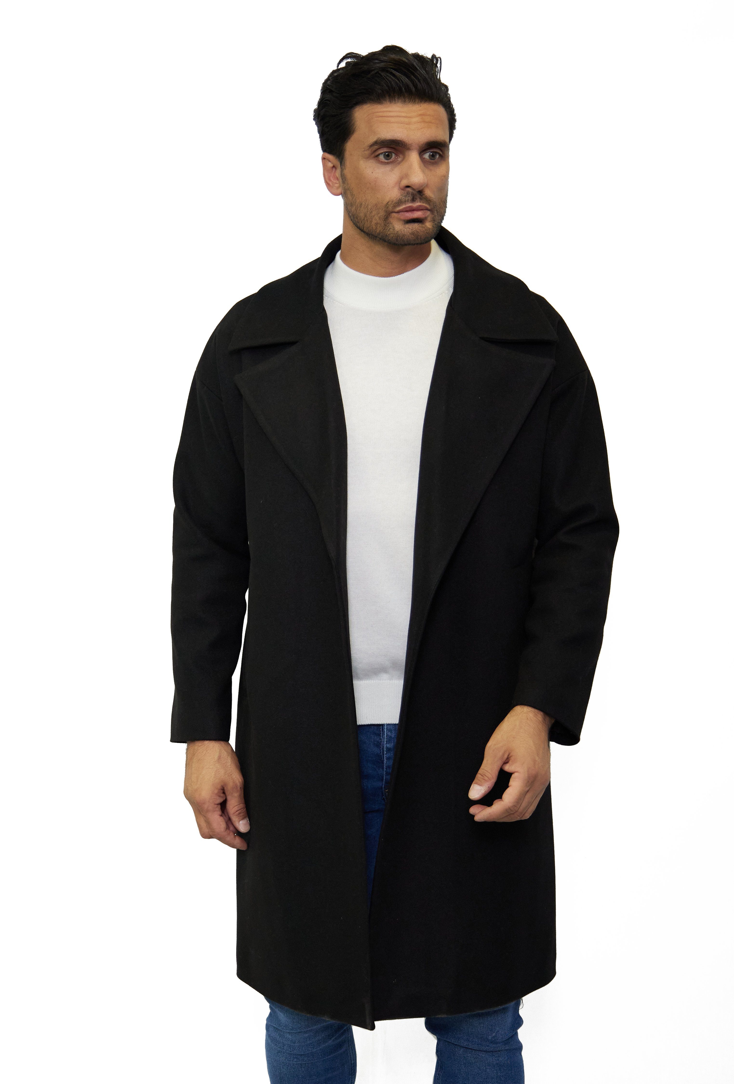 Denim Distriqt Wintermantel OVERSIZE Mantel in einem klassischen Look Schwarz