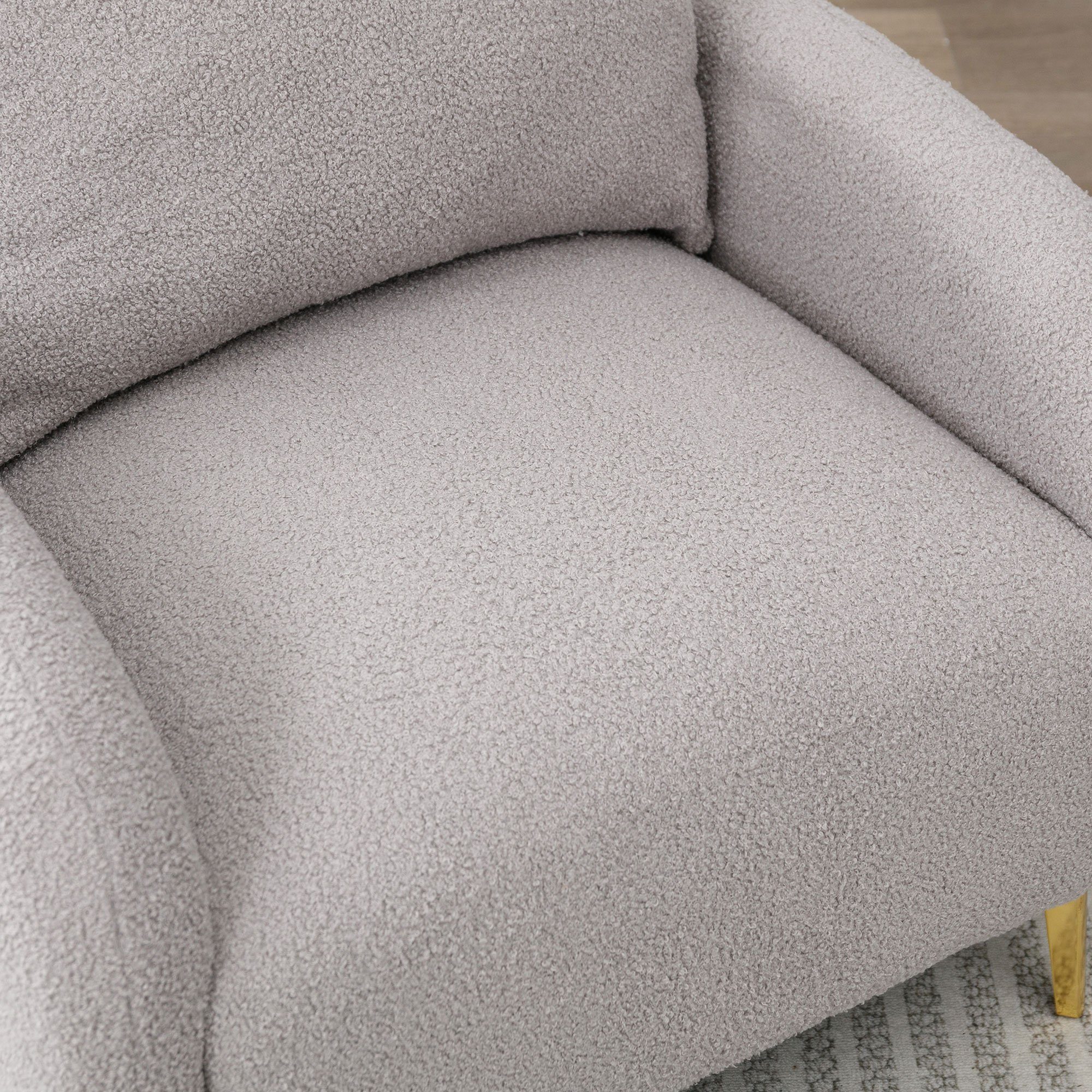 Sitzfläche, extra Sofabeine), (Moderner Loungesessel grau schlichter Polstersessel Kissen Sessel Teddy-Samtstuhl, breiter Armlehnensessel, großer mit tiefer roségoldene REDOM und mit Einzelsessel und Sitzfläche