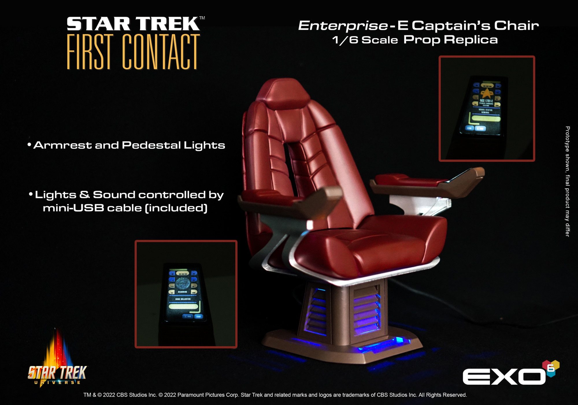 EXO-6 Actionfigur STAR TREK FIRST CONTACT CAPTAINS CHAIR 1/6 SCALE PROP REPLICA