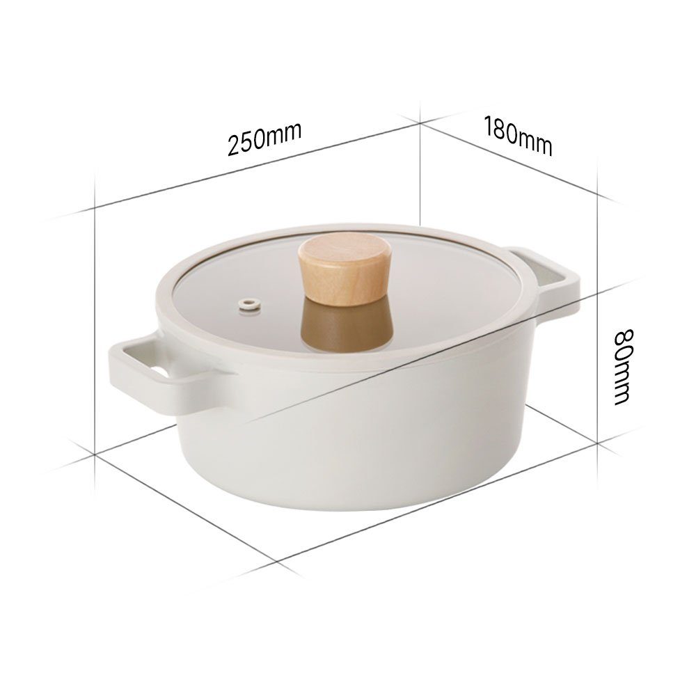 NEOFLAM® Suppentopf FIKA Kochtopf 18cm inkl. Glasdeckel, Aluminiumguss (1-tlg)