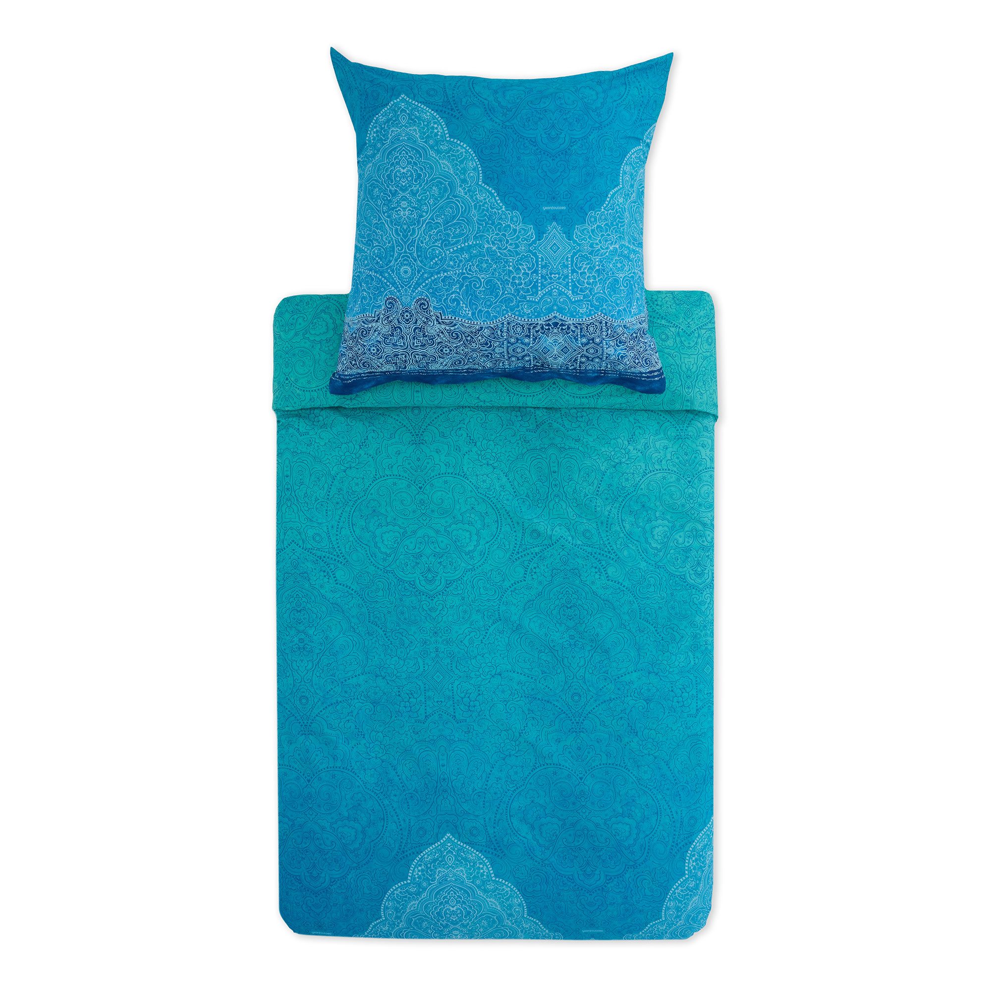 Bassetti Bettwäsche Bettwäsche Bassetti Mako Satin Dolceaqua B1 blau 135x200, Mako Satin, 2 teilig, 100% Baumwolle (Premium Mako Satin)