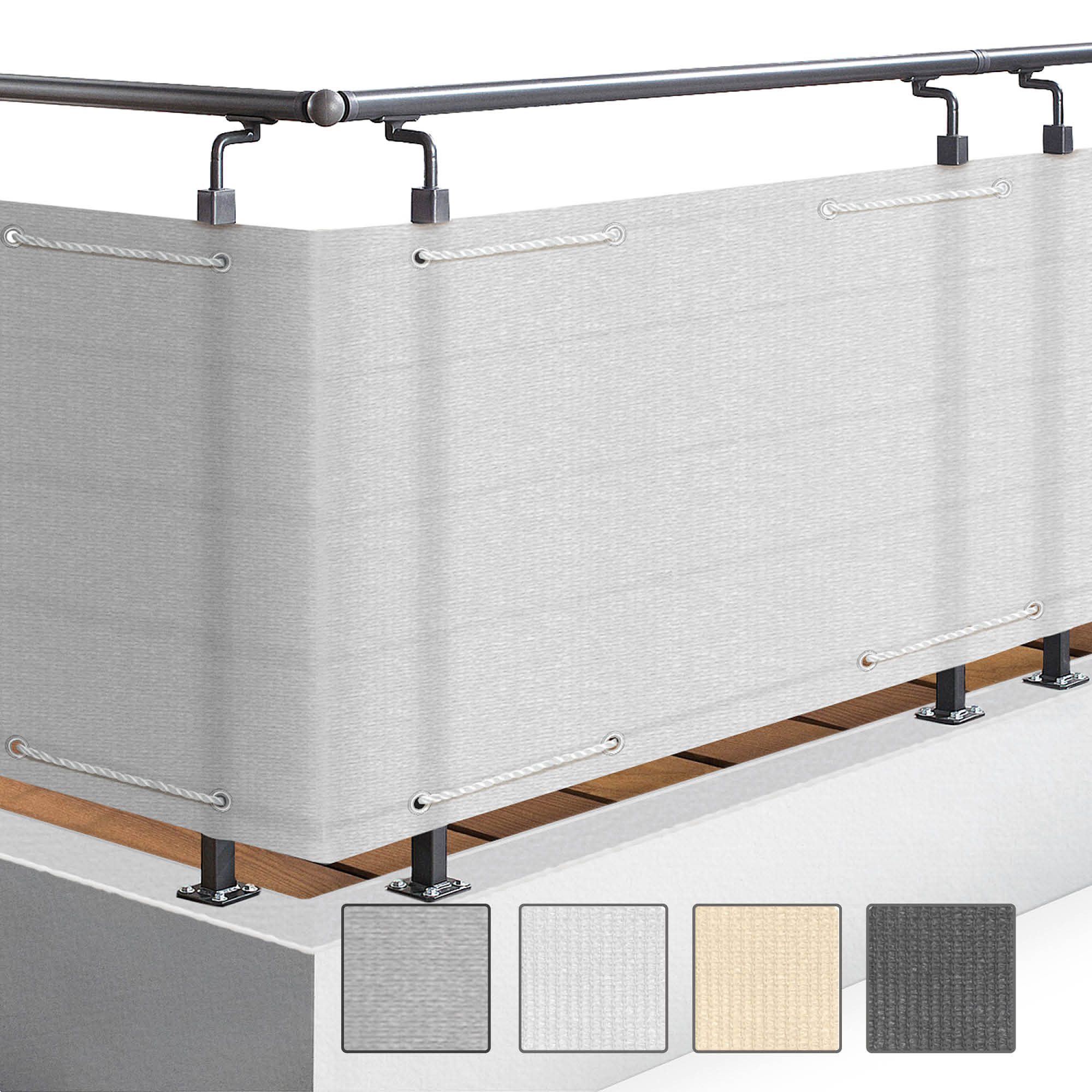 Sol Royal Balkonsichtschutz SolVision HB2, 90x600cm, Weiß, Balkonverkleidung, mit Ösen & Kordel Blickdicht, UV-beständig, Perfekt für Balkon, Terrasse oder Veranda