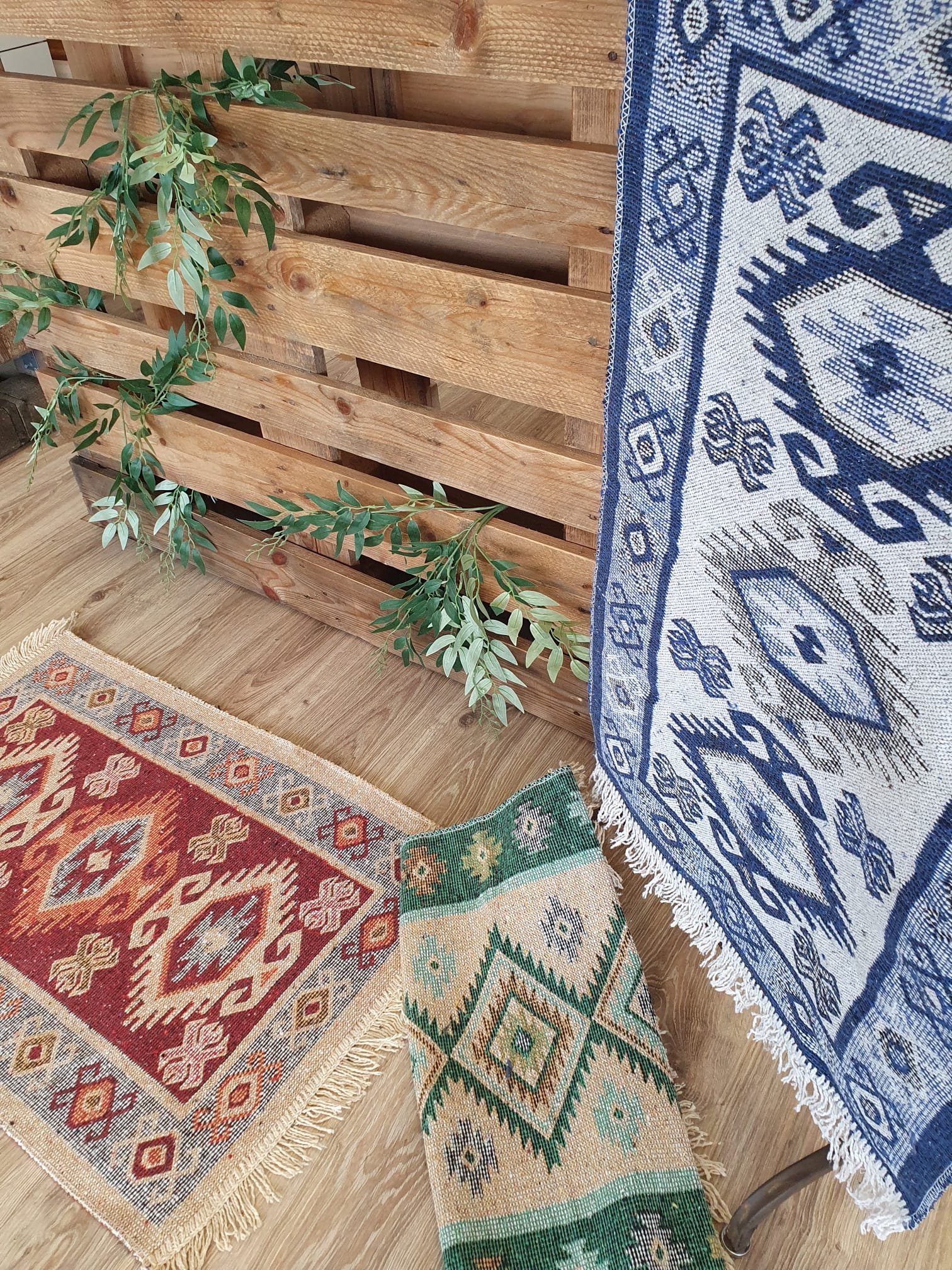 Orientteppich, 100 % Wolle, bei 30° waschbar, Maße: 60 x 90 cm, orientalisch Blau