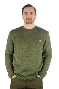 OS-Trachten Strickfleece-Pullover Mysqafe Sweatshirt Strickfleece mit Wildsau-Stickerei auf der Brust