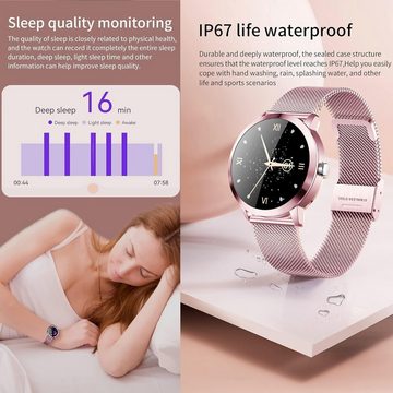 LWEARKD Smartwatch (1.09 Zoll, Andriod iOS), mit Herzfrequenzmessung IP68 Wasserdicht Stoppuhr Fitnessuhr Sportuhr