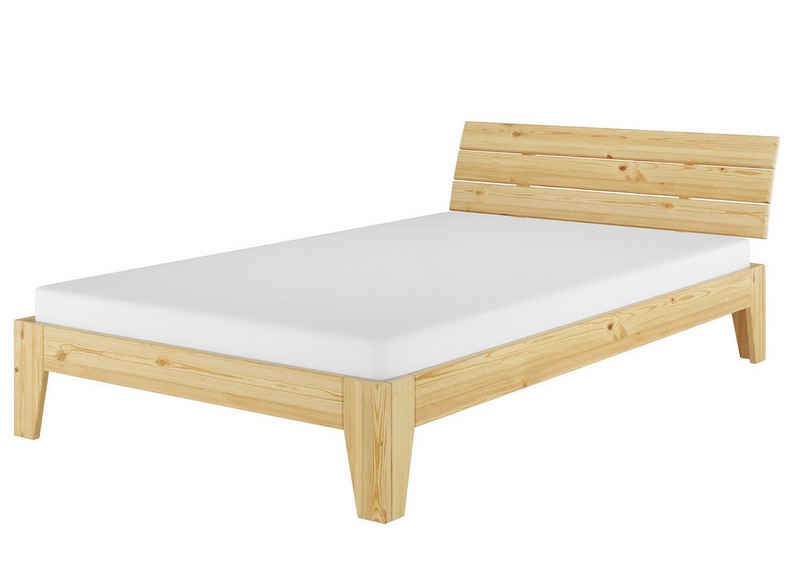 ERST-HOLZ Einzelbett Einzelbett Kiefer massiv Überlänge 120x220 mit Matratze, Kieferfarblos lackiert