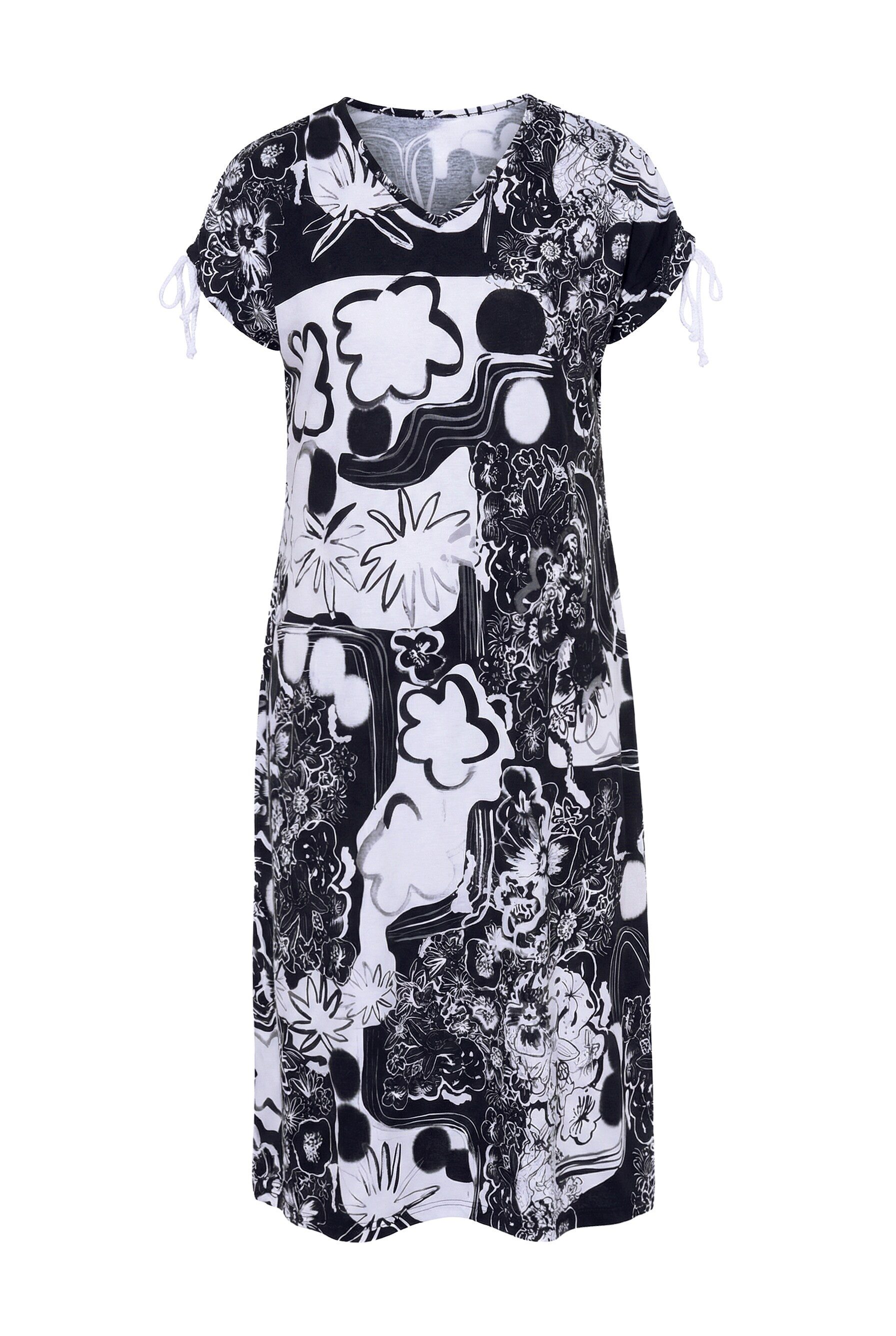 Ulla Popken Jerseykleid Jerseykleid V-Ausschnitt Schulter-Raffband