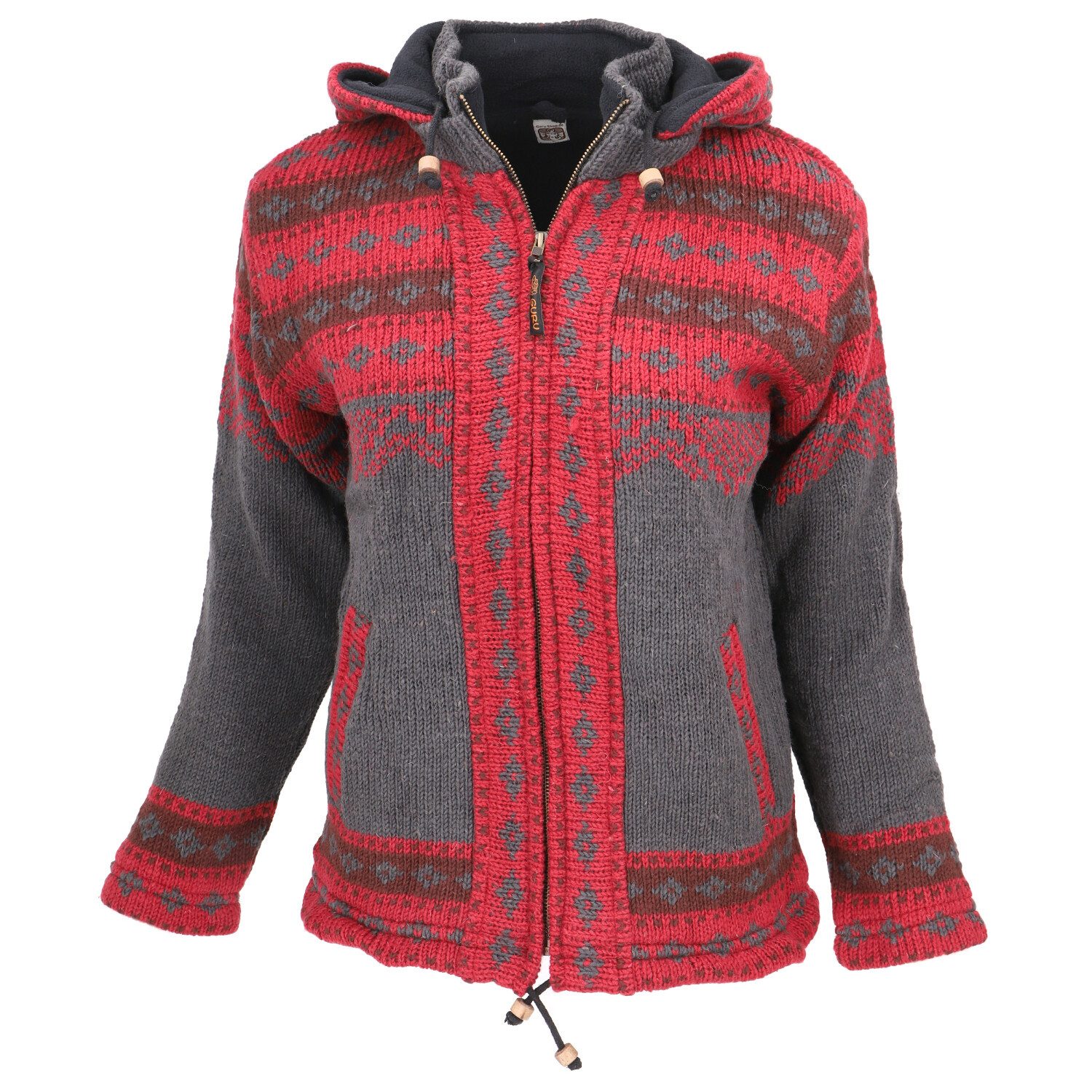 Guru-Shop Langjacke Kuschelige gefütterte Strickjacke, Damenjacke,.. günstig online kaufen